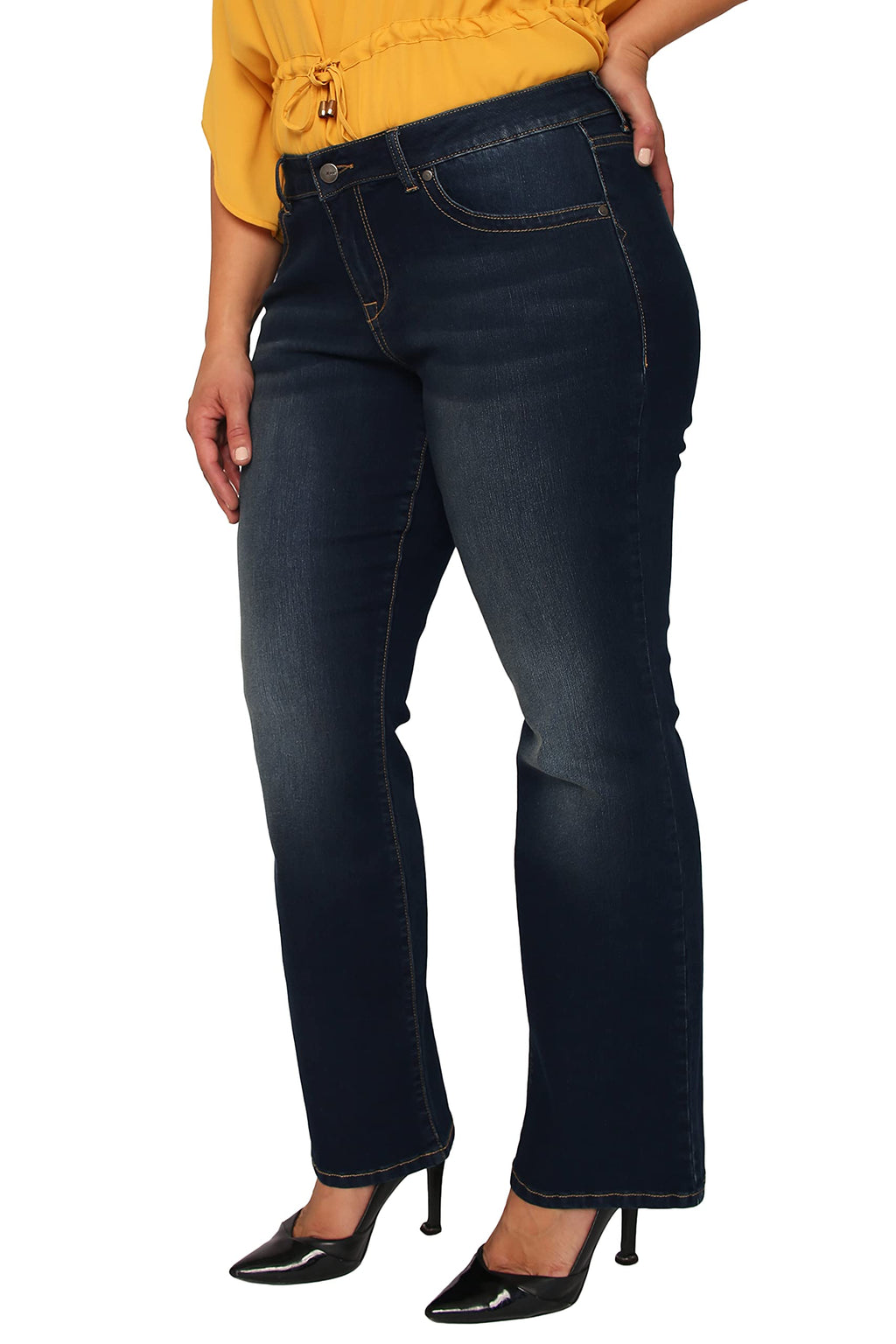 Miss Halladay Plus Size Women's Midrise Skinny Flare Jeans