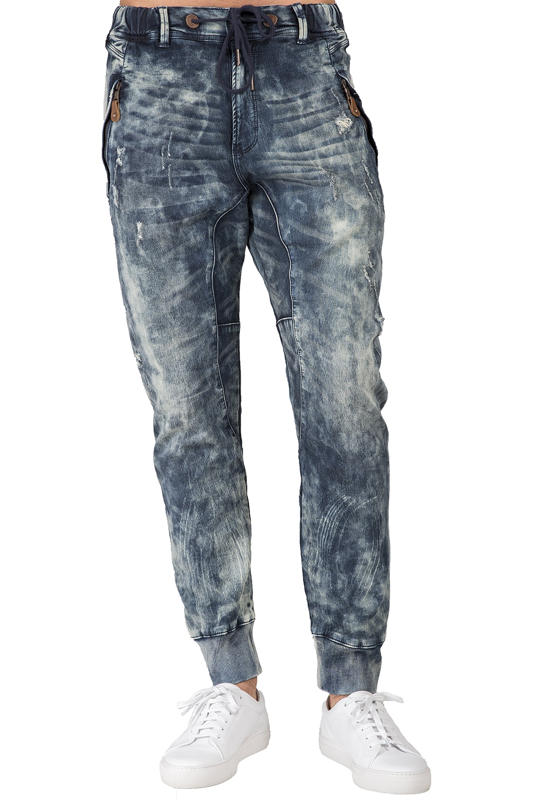 Level 7 Men's Premium Knit Denim Jogger Jeans Drop Crotch