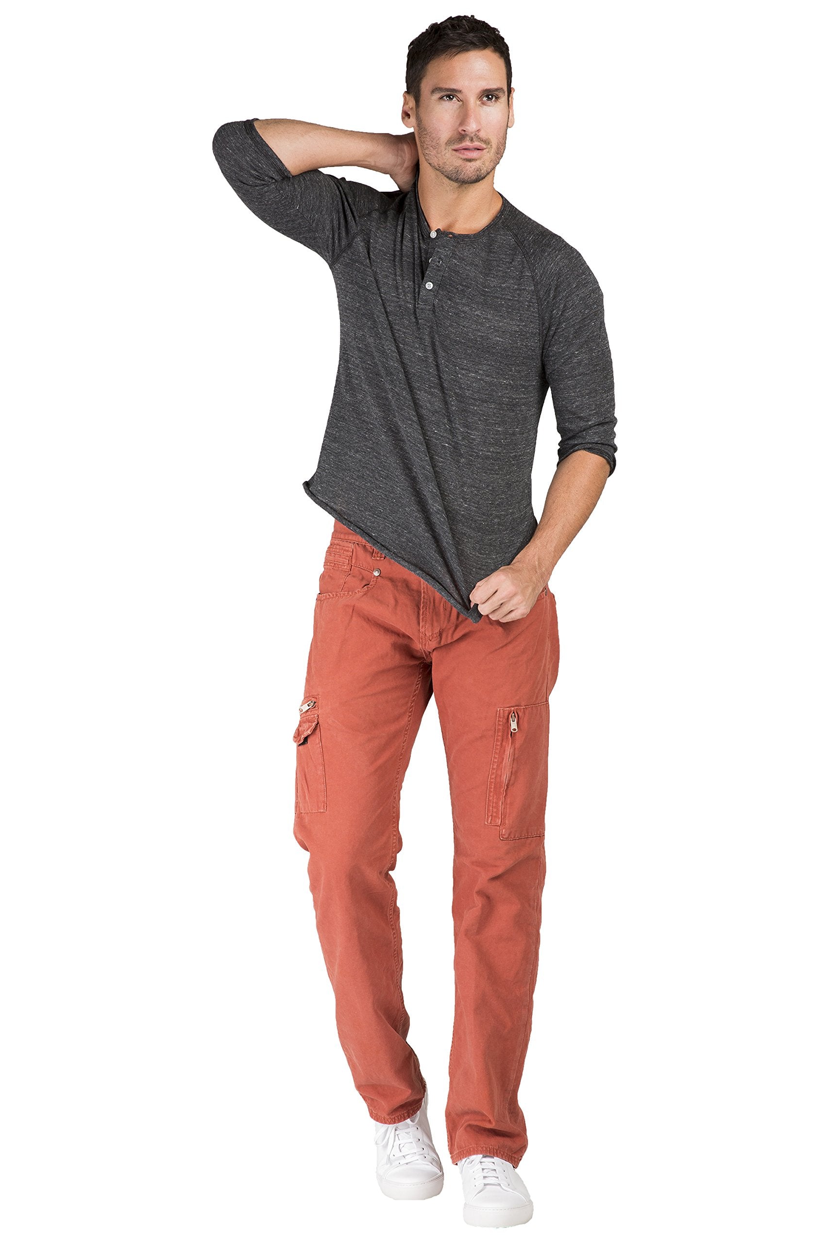 Level 7 Men's Relaxed Straight Canvas Premium Jeans Utility Zipper Pocket