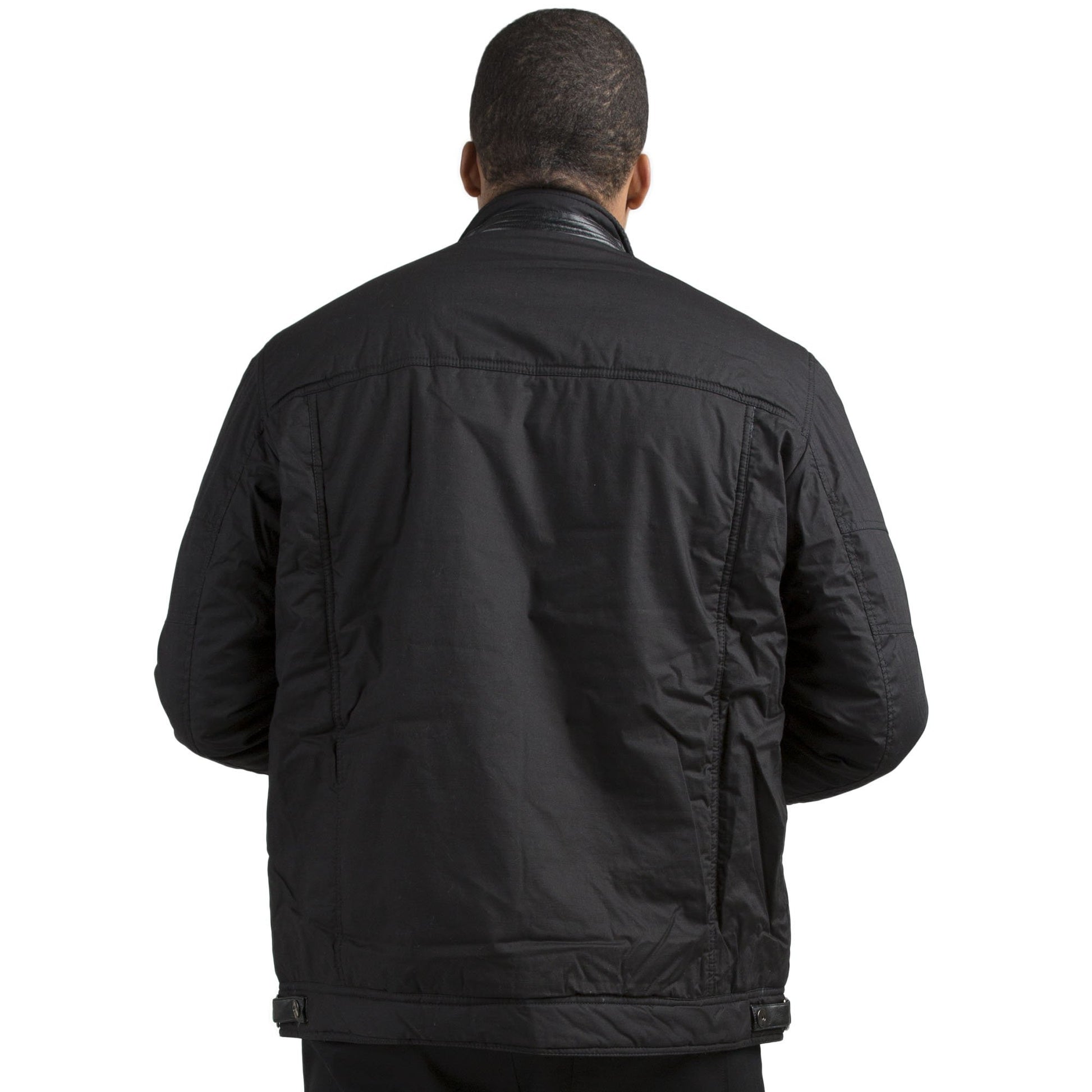 VIBES Men's Waterproof Coated Canvas Outerwear Zip Up Padded Jackets zipper pockets