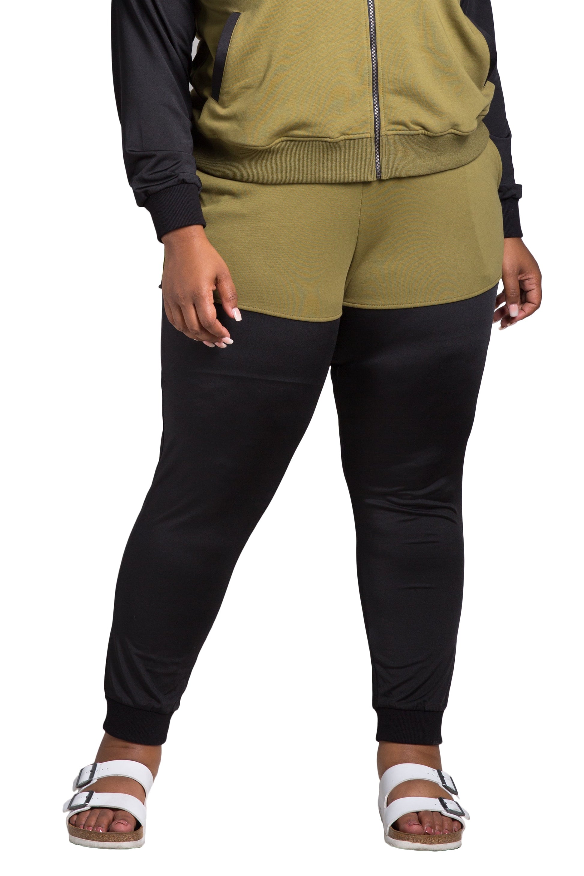 Poetic Justice Women's Plus Size Contrast Blocked Jogger