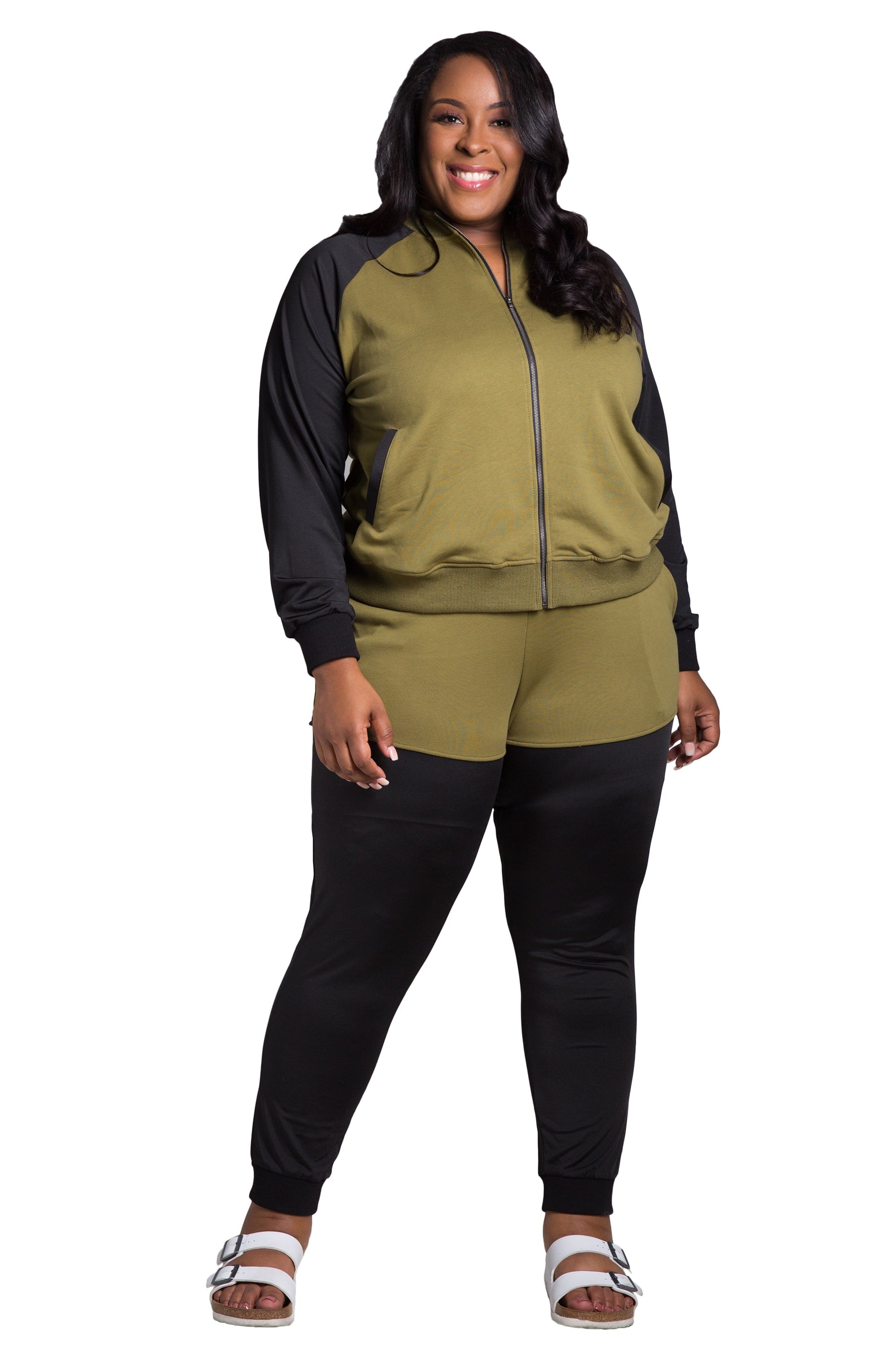 Poetic Justice Women's Plus Size Contrast Blocked Jogger