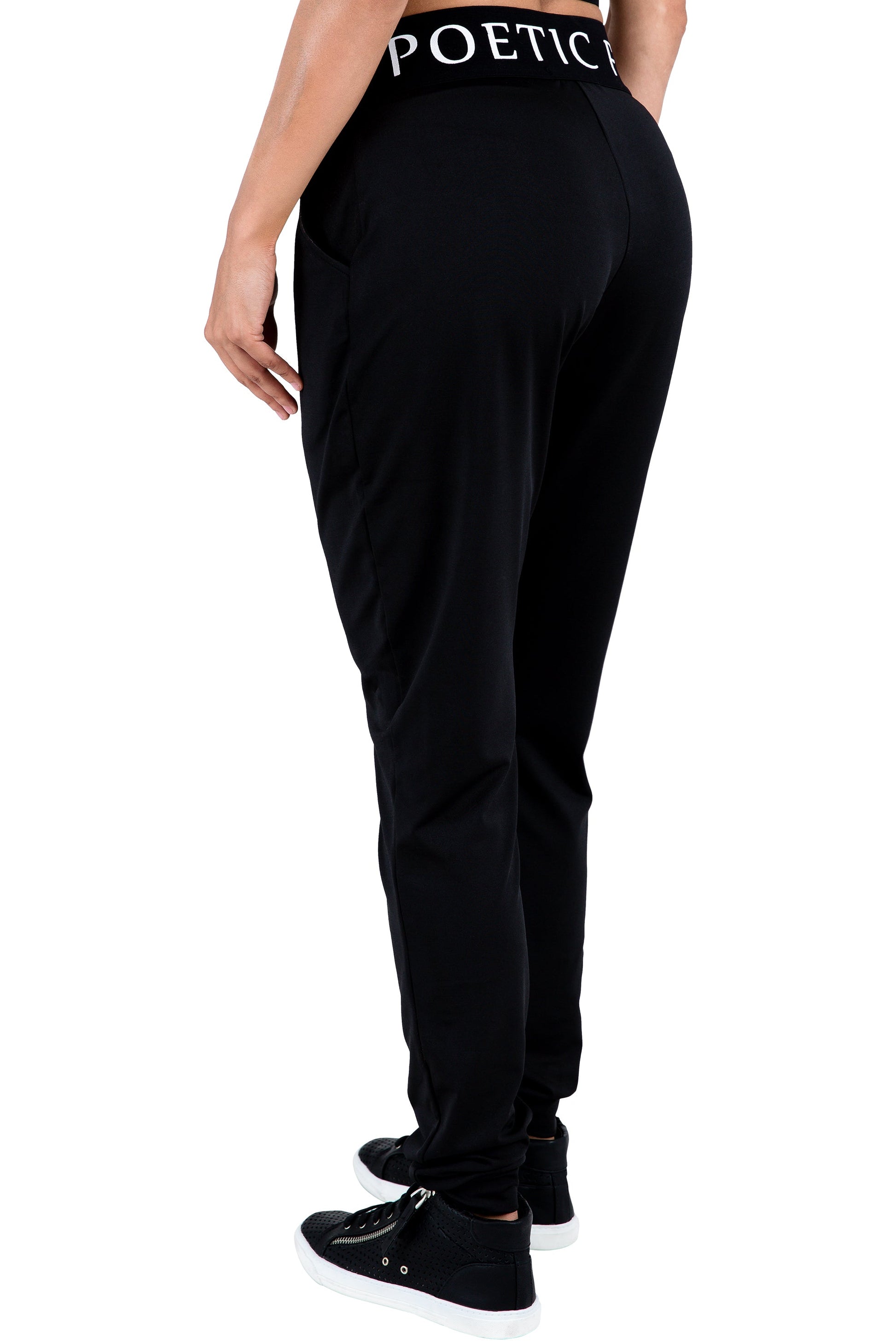 Poetic Justice Curvy Women's Jogger Pants With Pockets Black