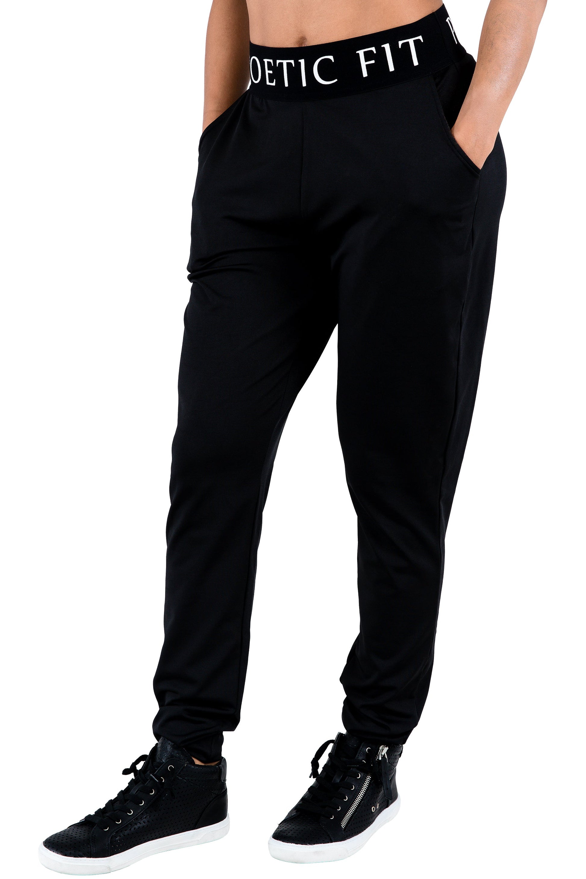 Poetic Justice Curvy Women's Jogger Pants With Pockets Black