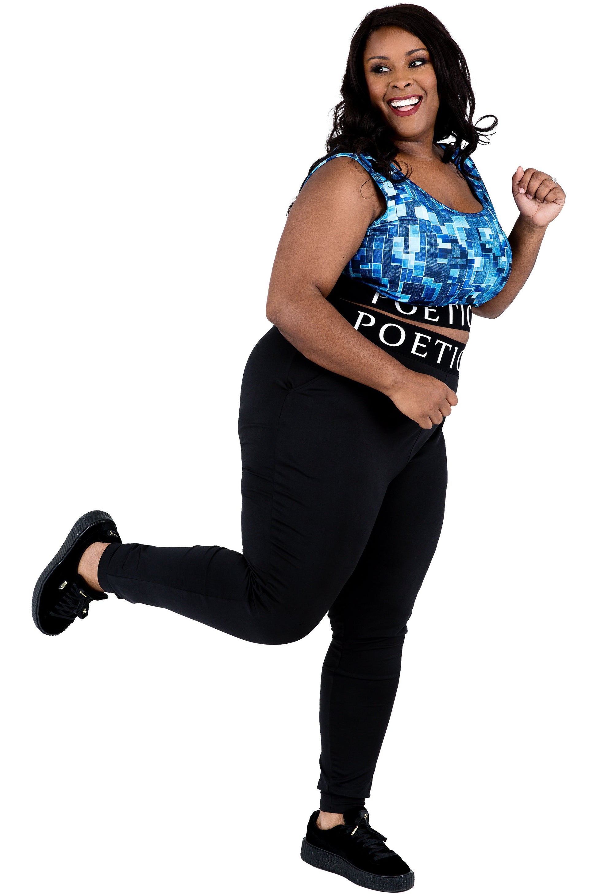 Poetic Justice Women's Curvy Jogger Pants With Pockets Black