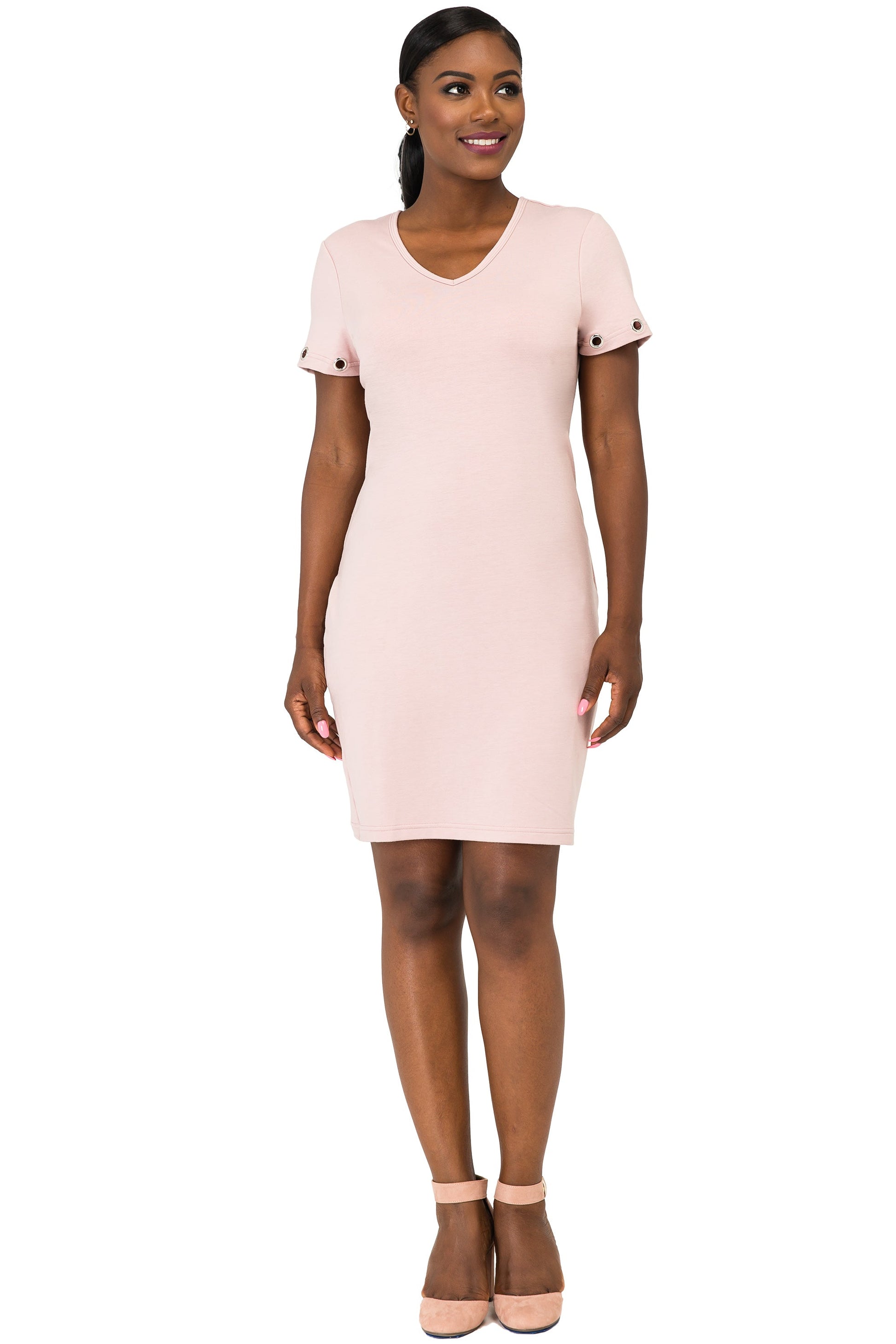 Poetic Justice Curvy Women's Dusty Mauve Crossover Hem Knee-Length Tunic Dress
