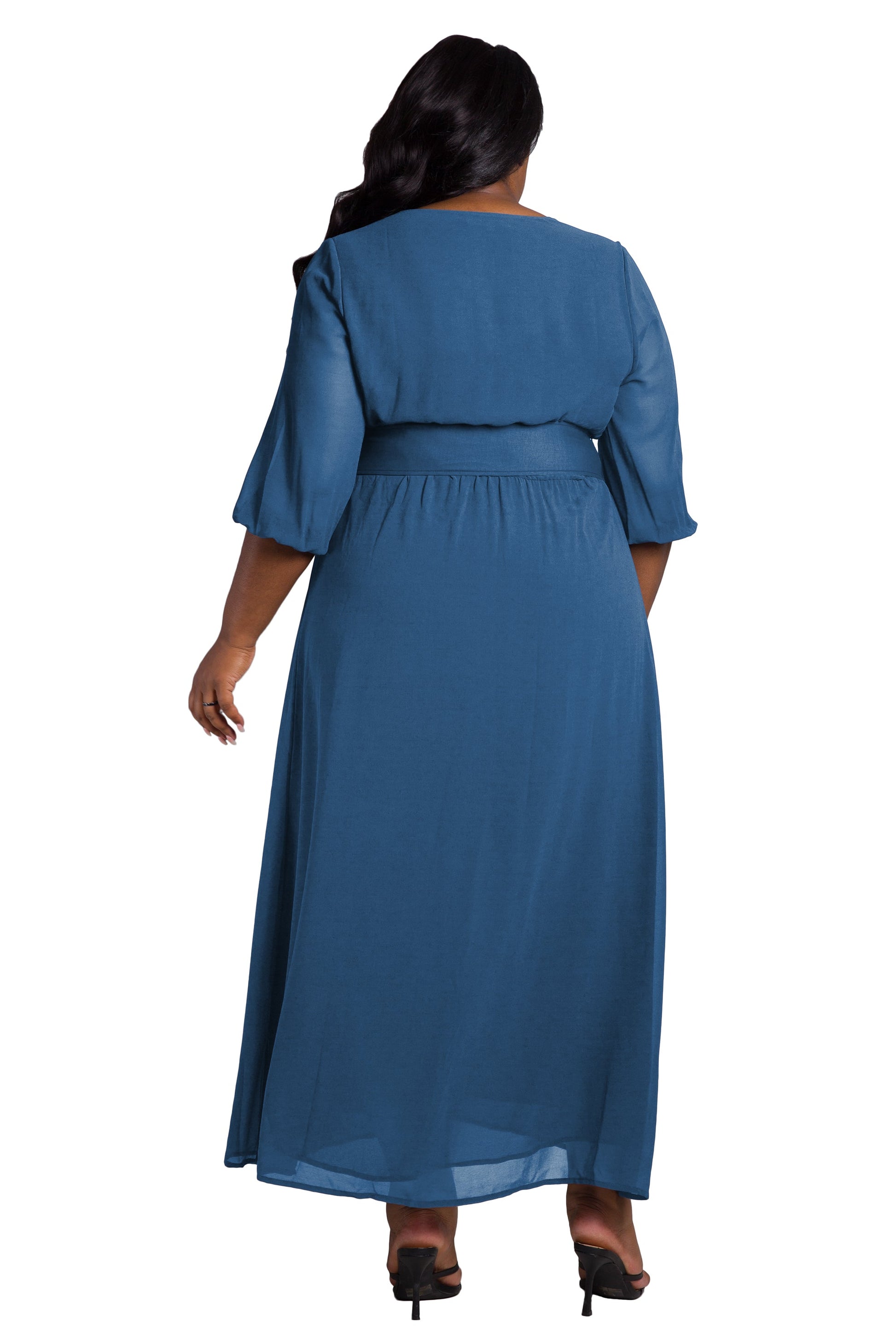 Poetic Justice Women's Plus Size Belted Surplice Maxi Dress