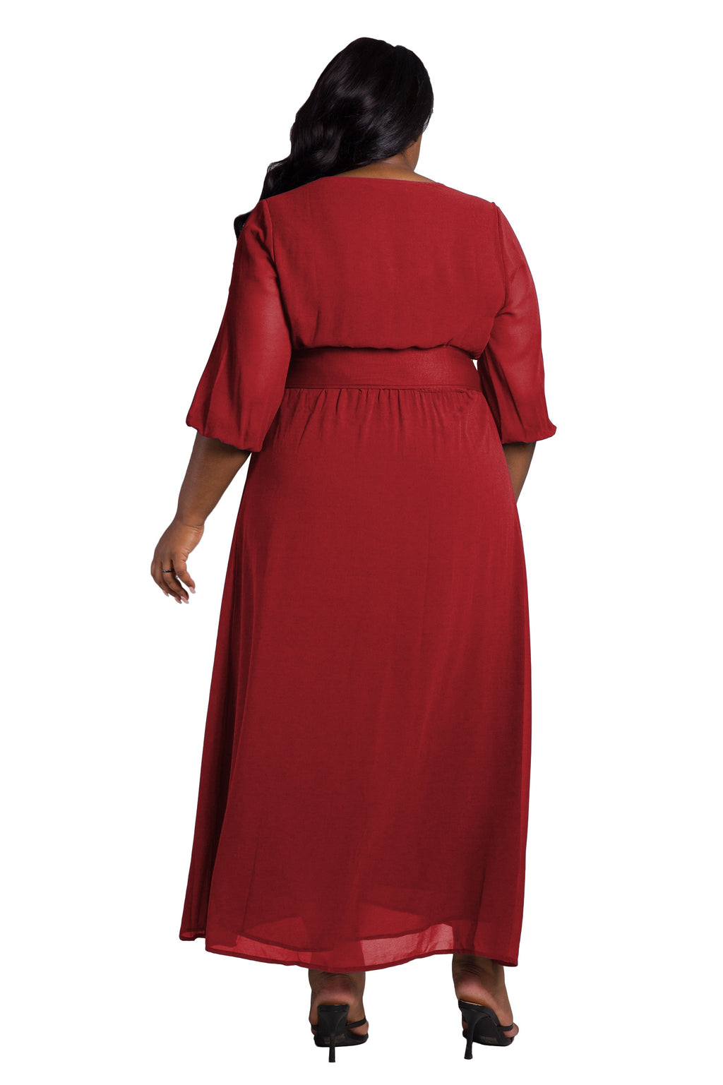 Poetic Justice Women's Plus Size Belted Surplice Maxi Dress