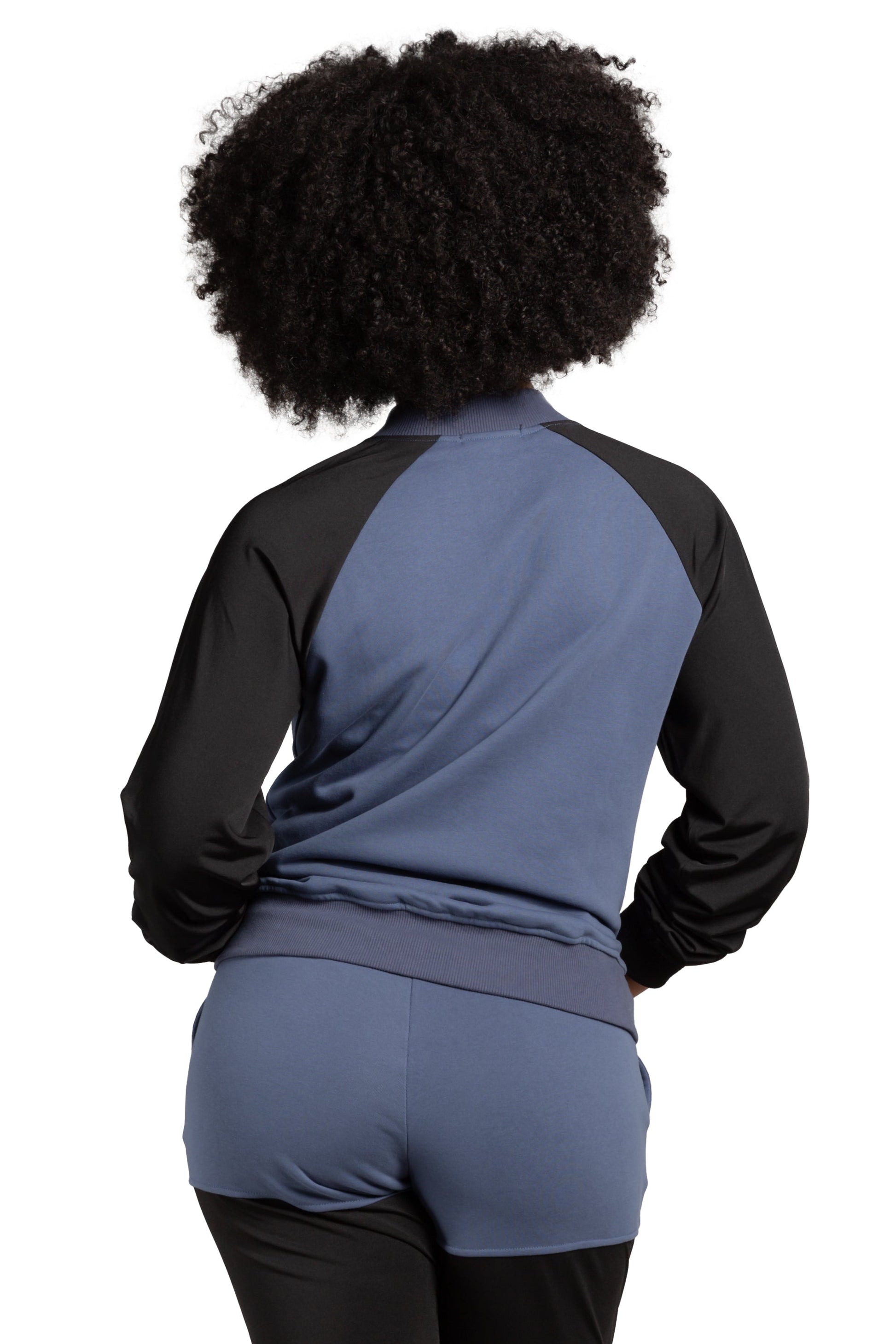 Poetic Justice Women's Zip Up Conrast Blocked Sweatshirt Jacket