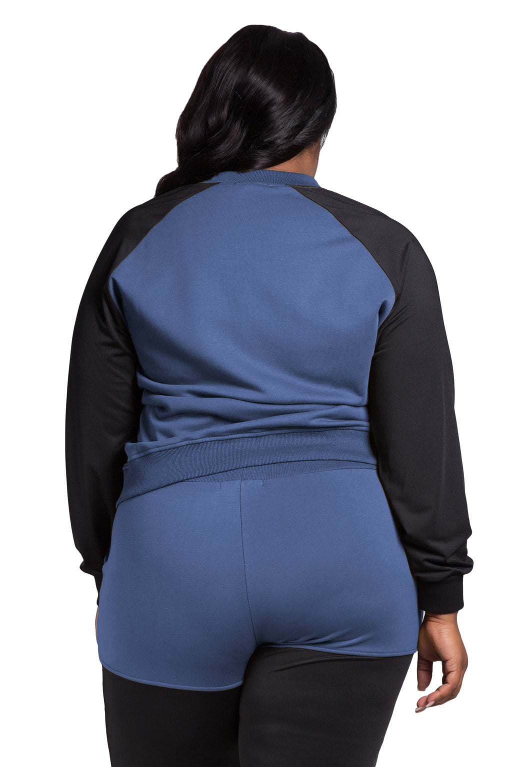 Poetic Justice Women's Plus Size Zip Up Conrast Blocked Sweatshirt Jacket
