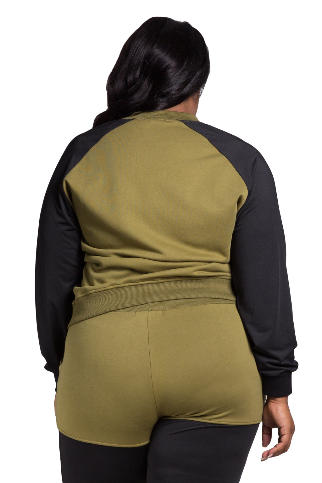 Poetic Justice Women's Plus Size Zip Up Conrast Blocked Sweatshirt Jacket