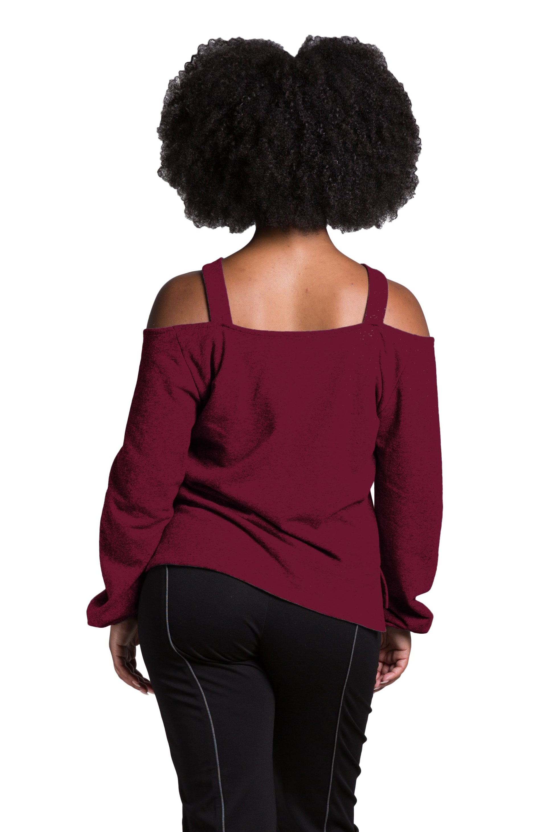 Poetic Justice Women's V Self Straps Off Shoulder Long Sleeve Top