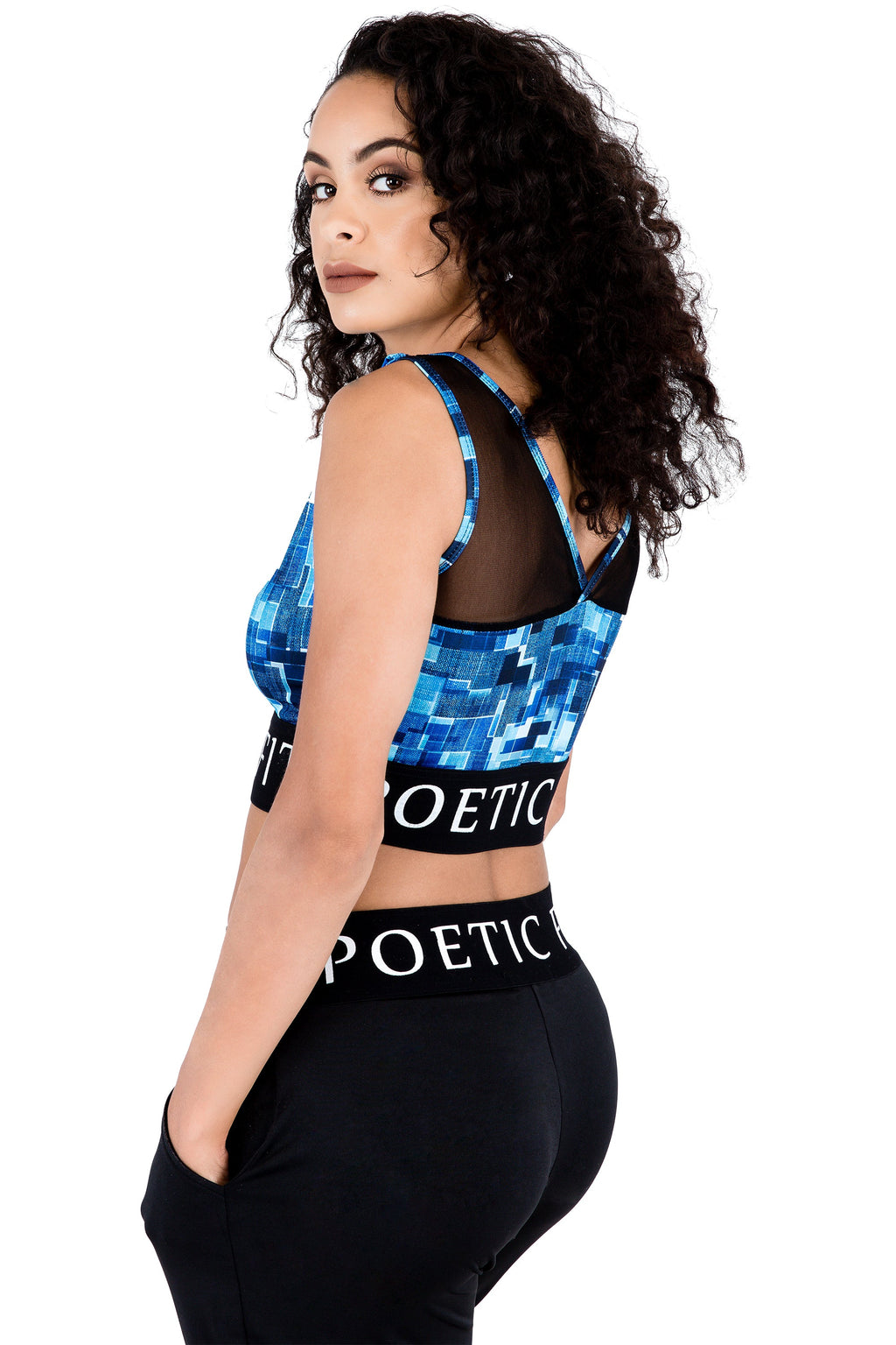 Poetic Justice Curvy Women's Sports Bra Mesh V-Back