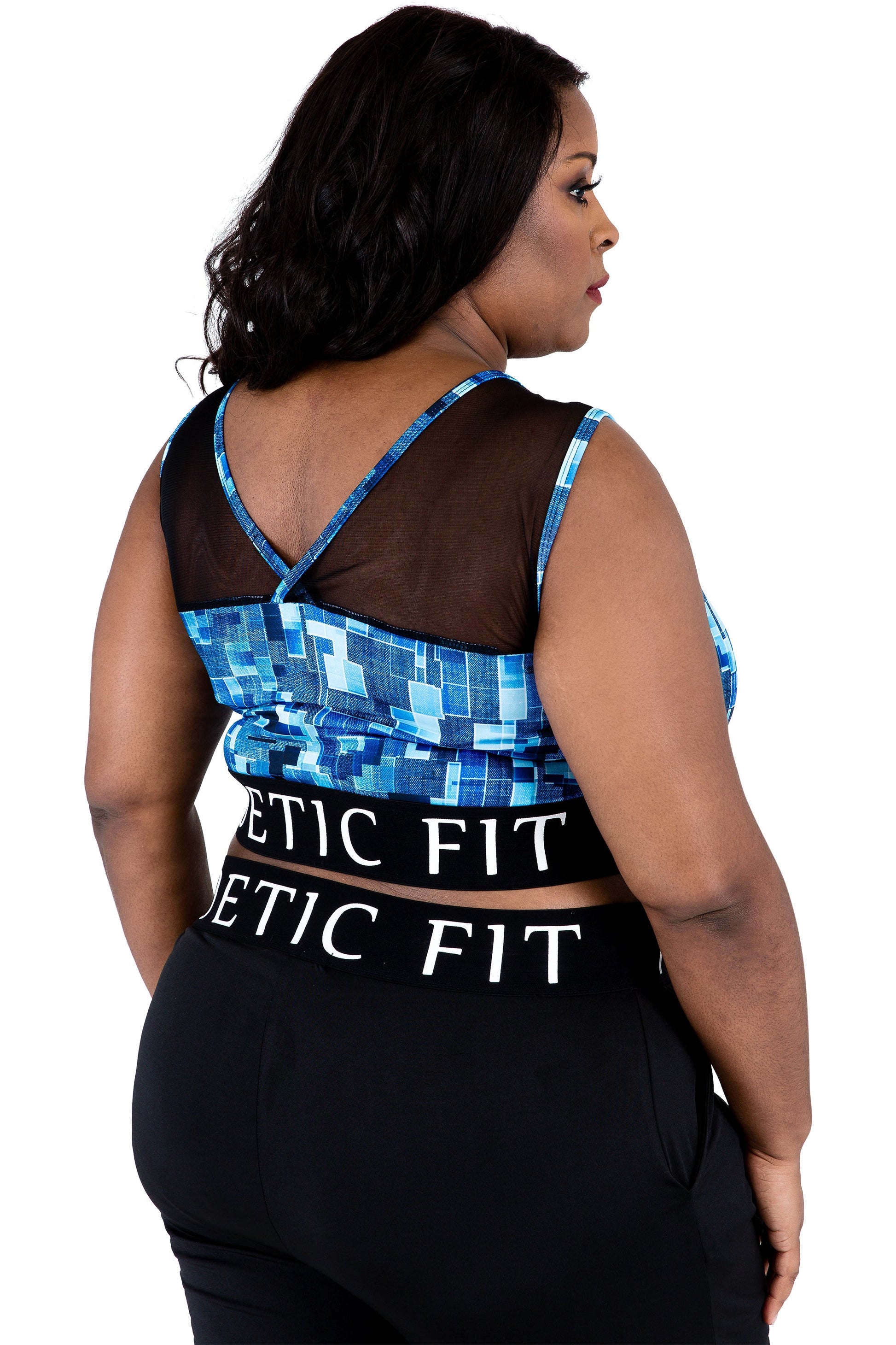 Poetic Justice Women's Curvy Fit Sports Bra Mesh V-Back