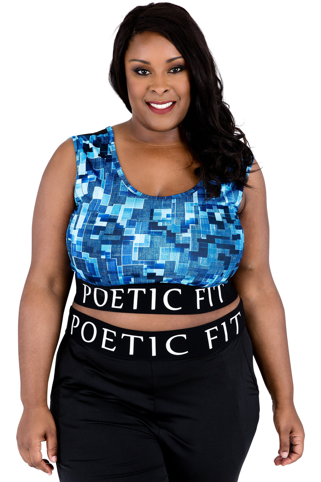 Poetic Justice Women's Curvy Fit Sports Bra Mesh V-Back