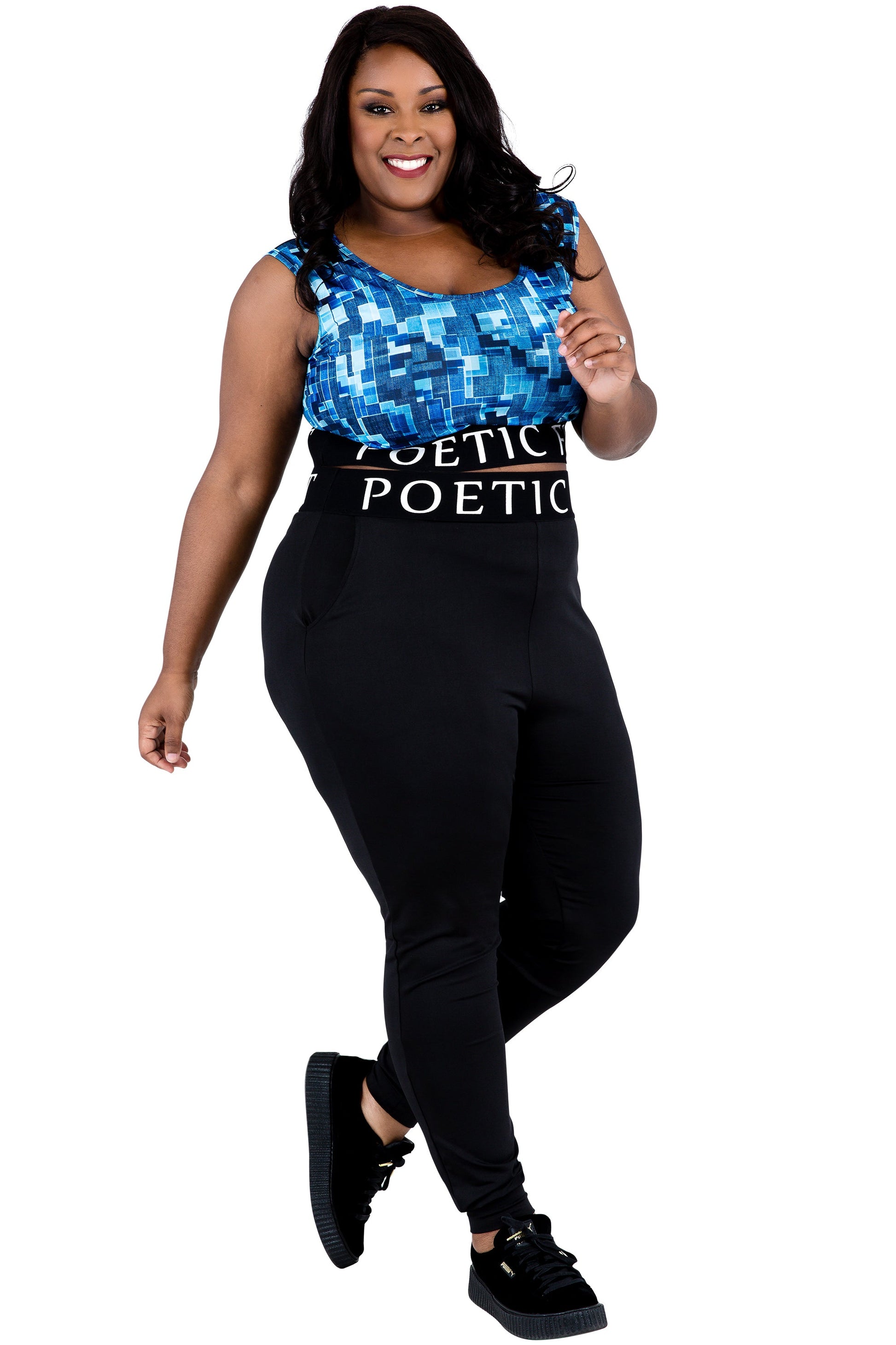 Poetic Justice Women's Curvy Fit Sports Bra Mesh V-Back