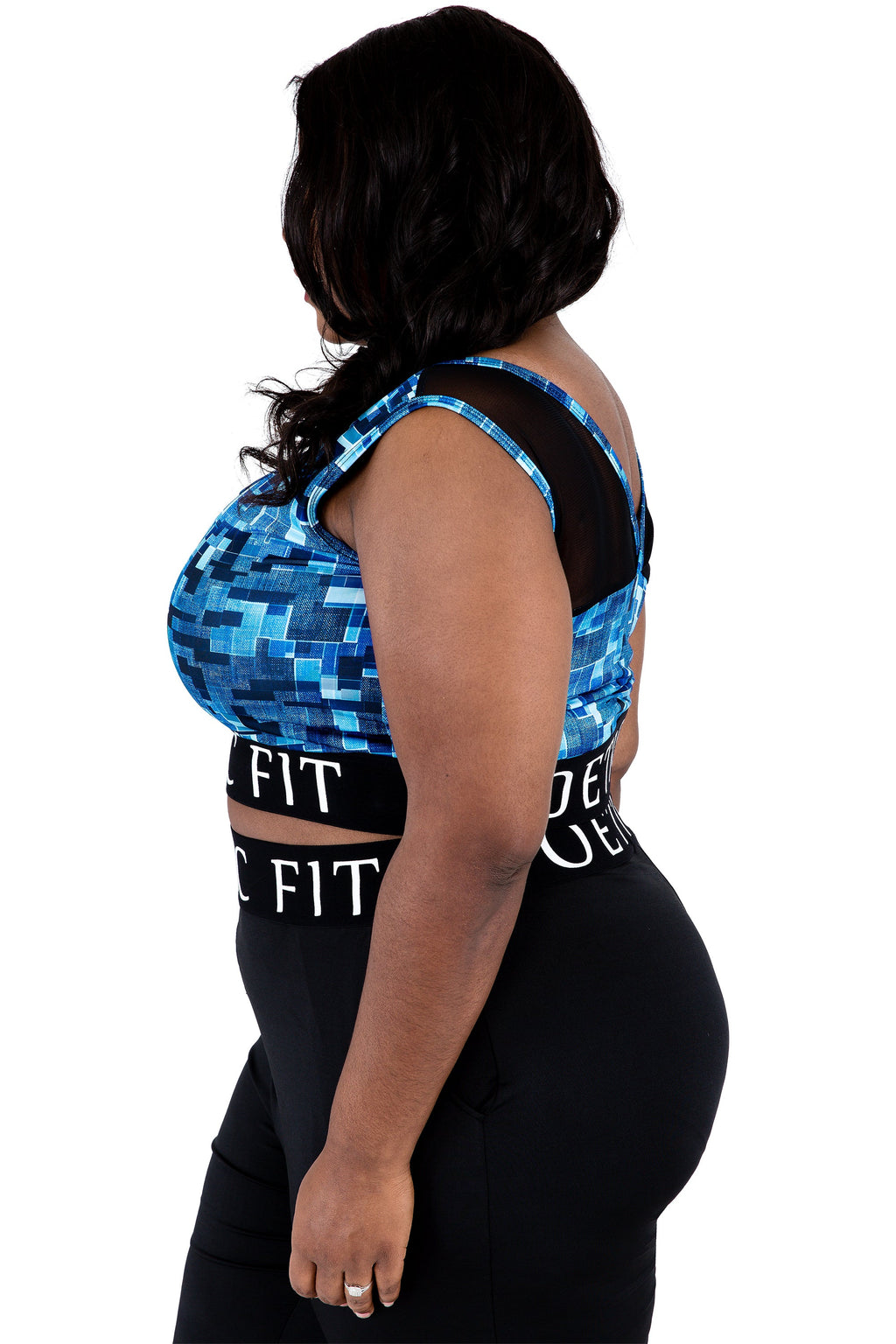 Poetic Justice Women's Curvy Fit Sports Bra Mesh V-Back