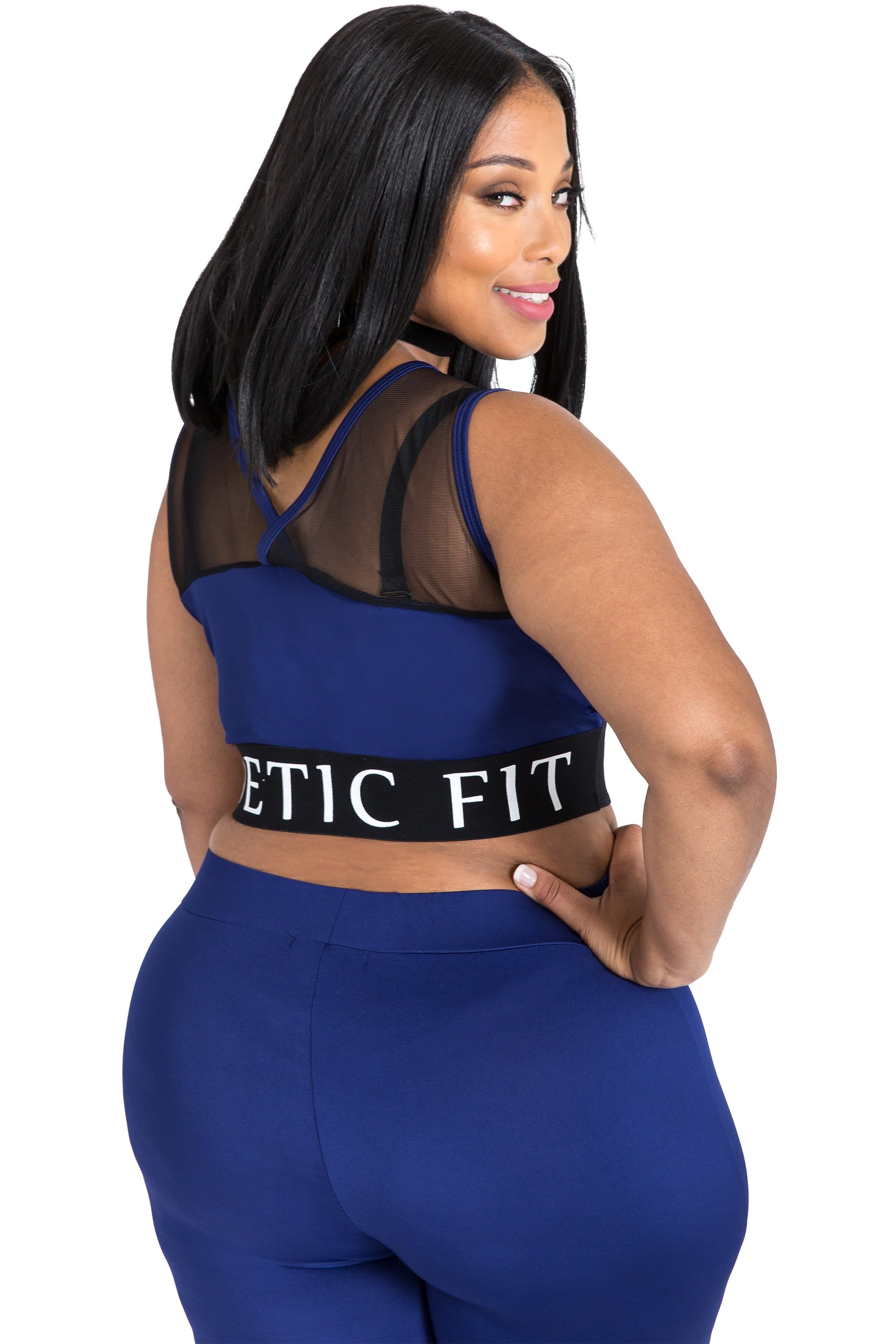 Poetic Justice Women's Curvy Fit Sports Bra Mesh V-Back