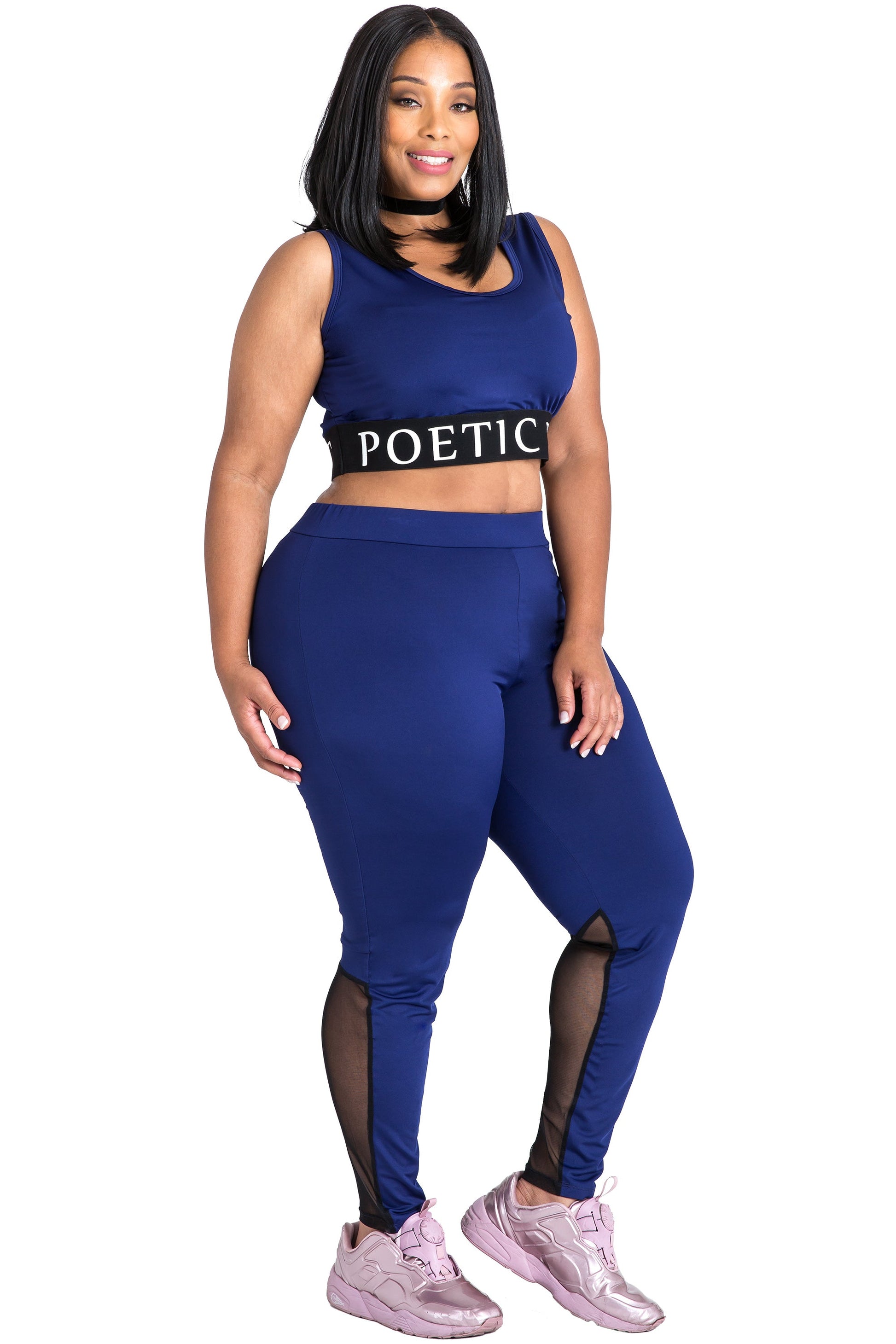 Poetic Justice Women's Curvy Fit Sports Bra Mesh V-Back