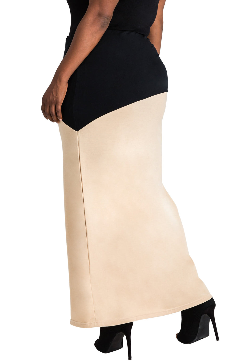 Poetic Justice Plus Size Curvy Women's Stretch Maxi Skirt With Zip Up Split
