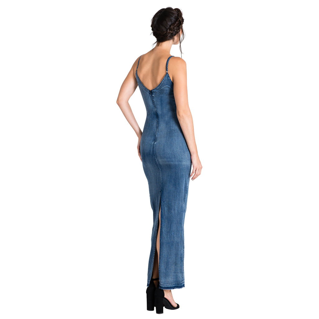 Women's V-Neck and V-Back Spaghetti Strap Maxi Dress
