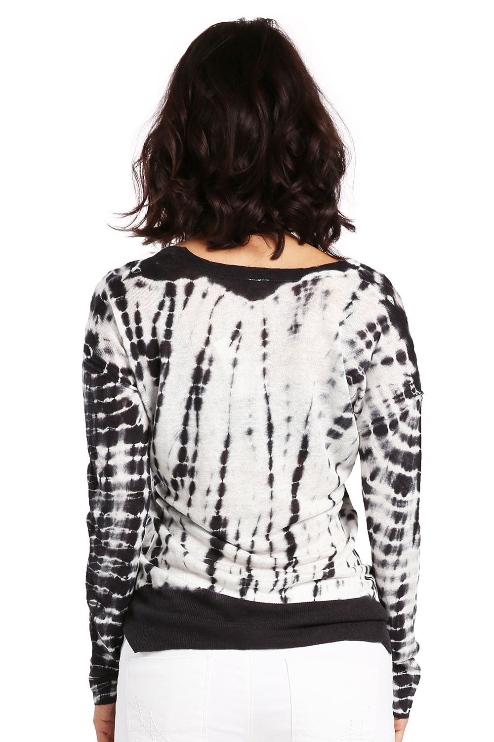 Miss Halladay Women's Hacci Knit Tie Dye Button Up Cardigan Front Pocketes