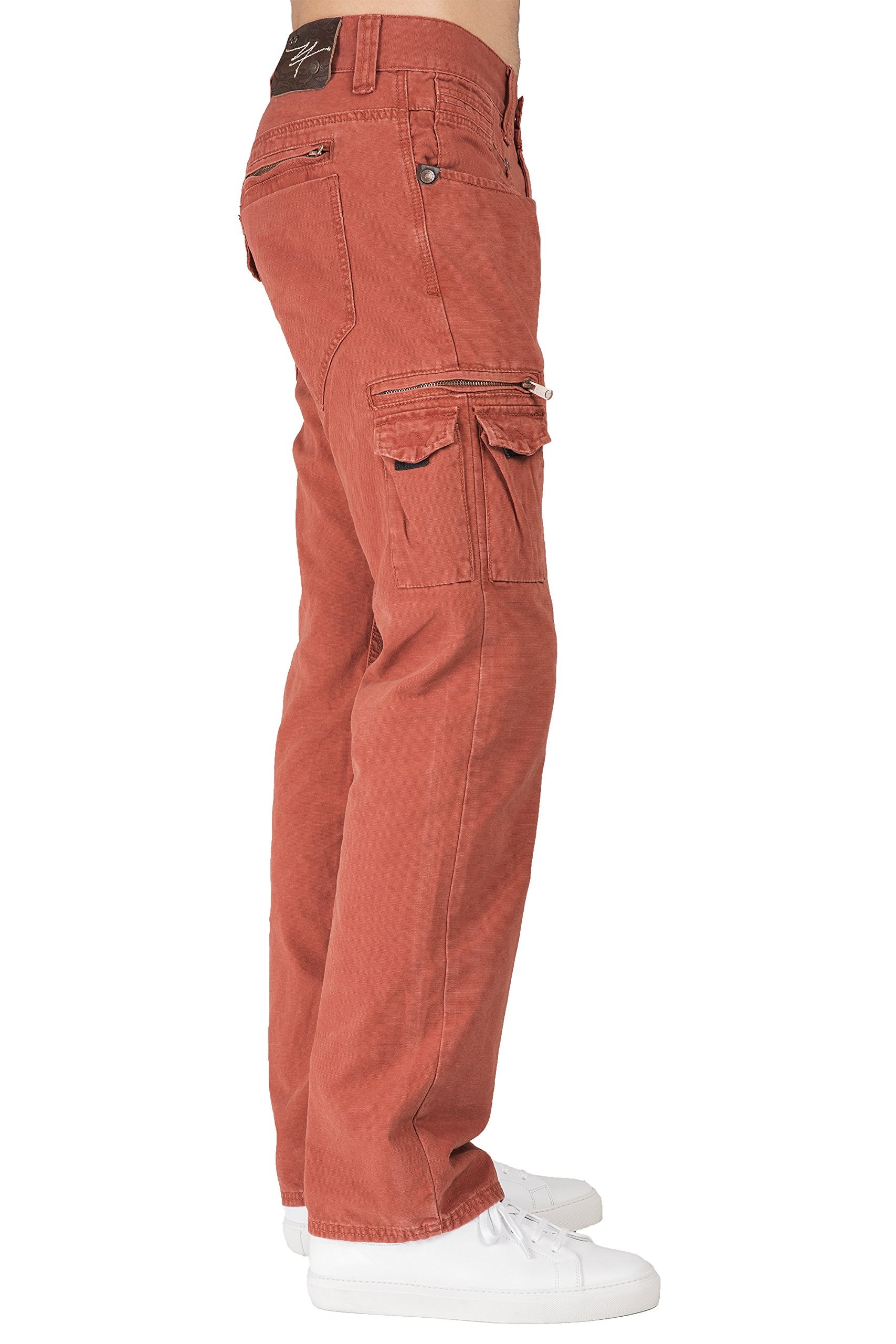 Level 7 Men's Relaxed Straight Canvas Premium Jeans Utility Zipper Pocket