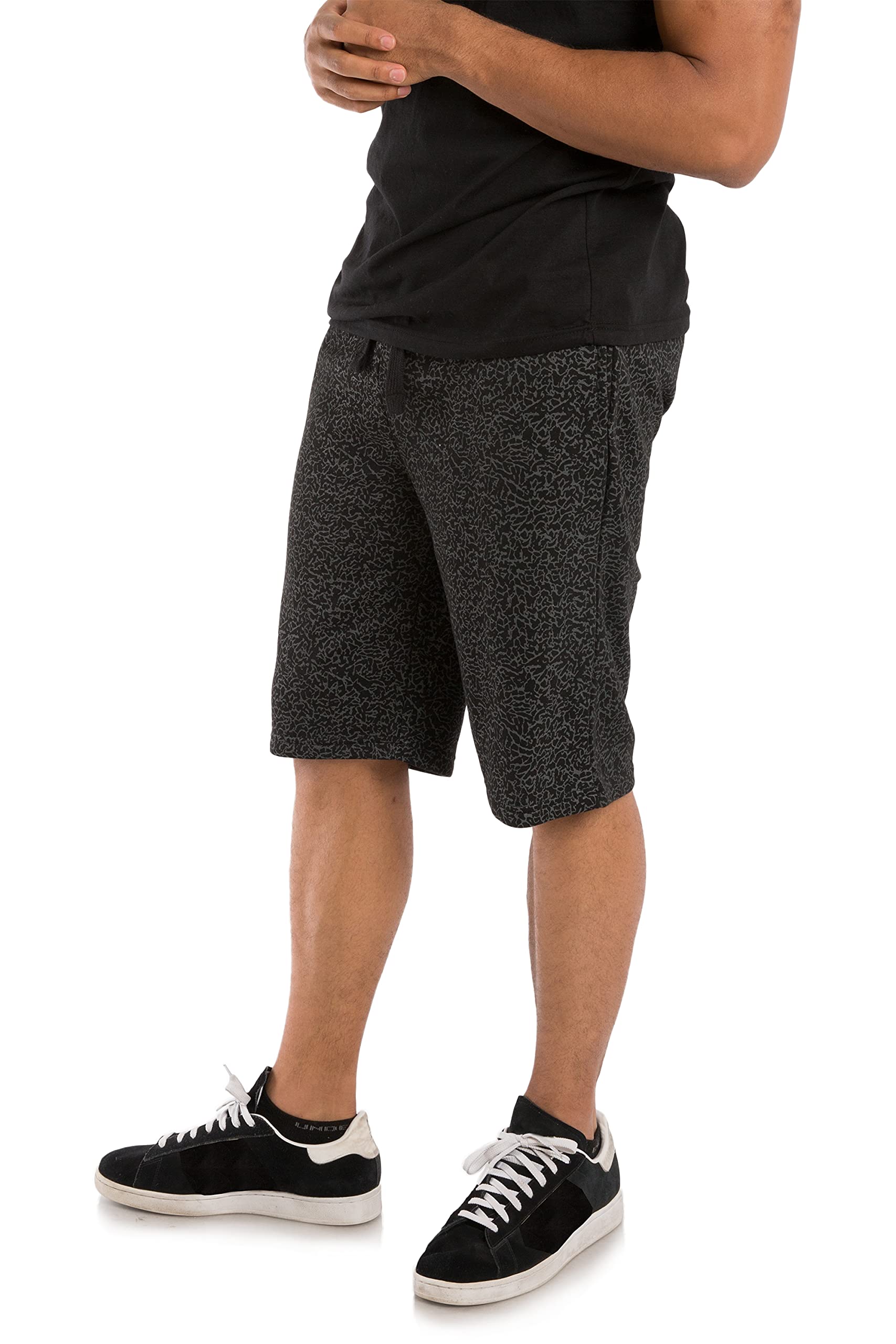 Vibes Men's Shorts All Over Print Elastic Waist & Bottom