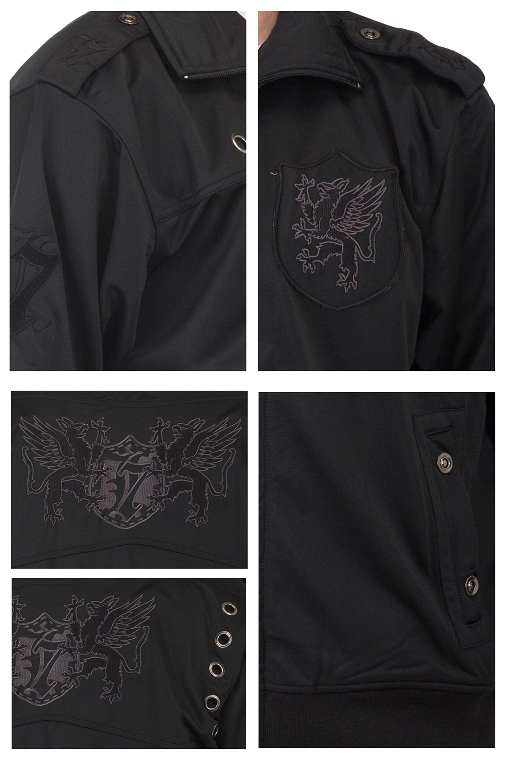 Level 7 Men's Black Poly Black EMB Patches Performance Full Zip Track Jacket