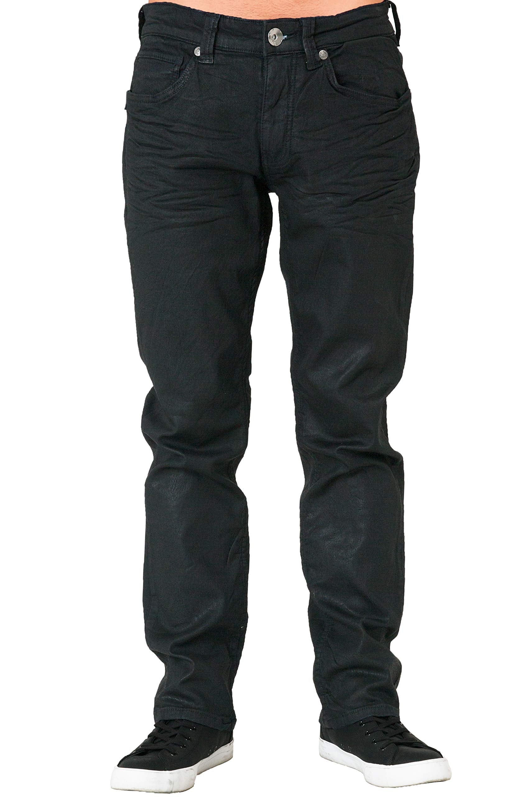 Level 7 Men's Relaxed Straight Premium Denim Jeans Black Coated