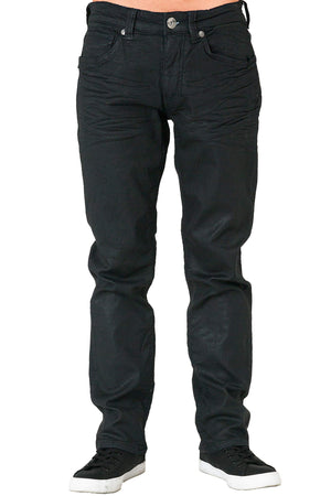 Level 7 Men's Relaxed Straight Premium Denim Jeans Black Coated