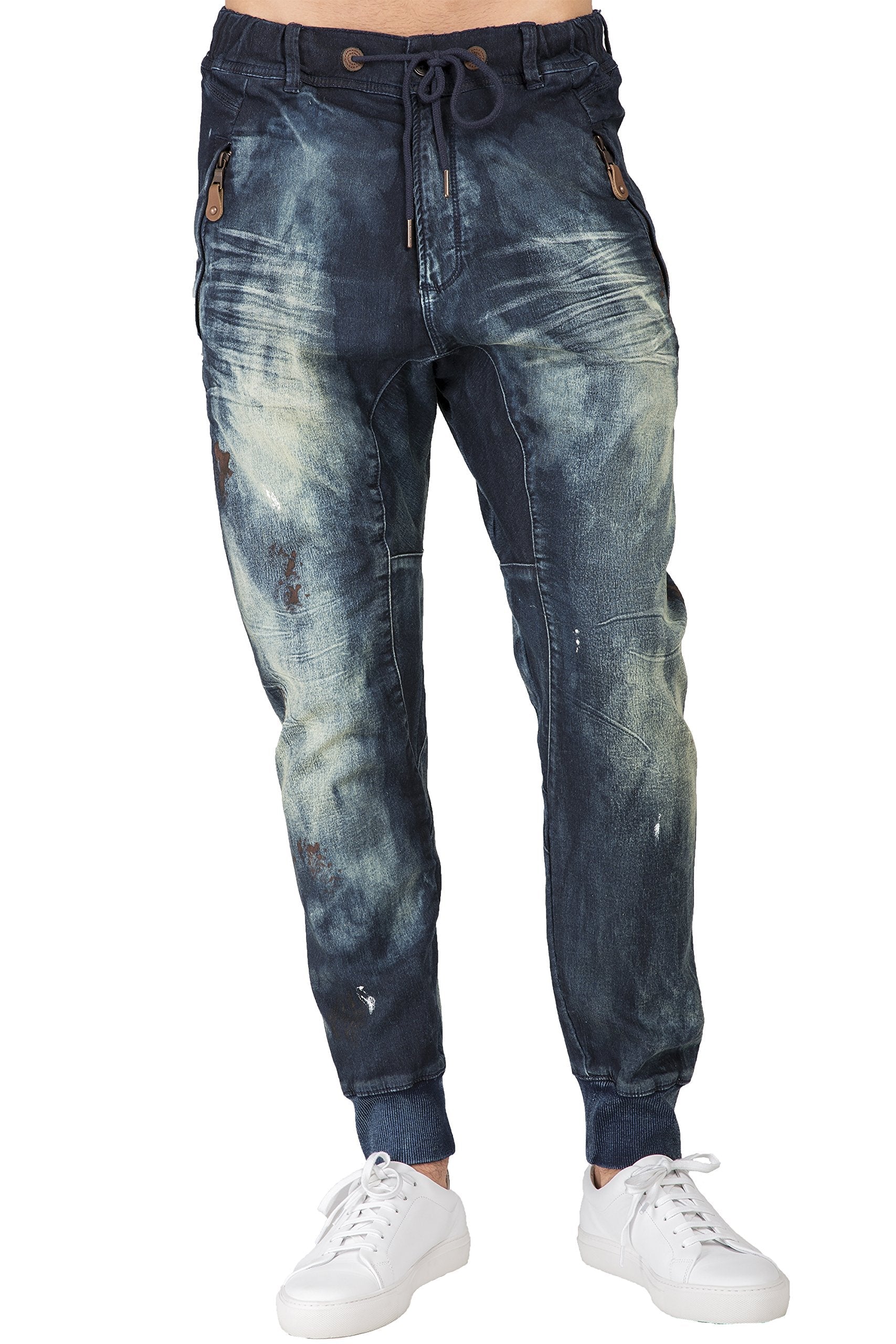Level 7 Men's Premium Knit Denim Jogger Jeans Drop Crotch