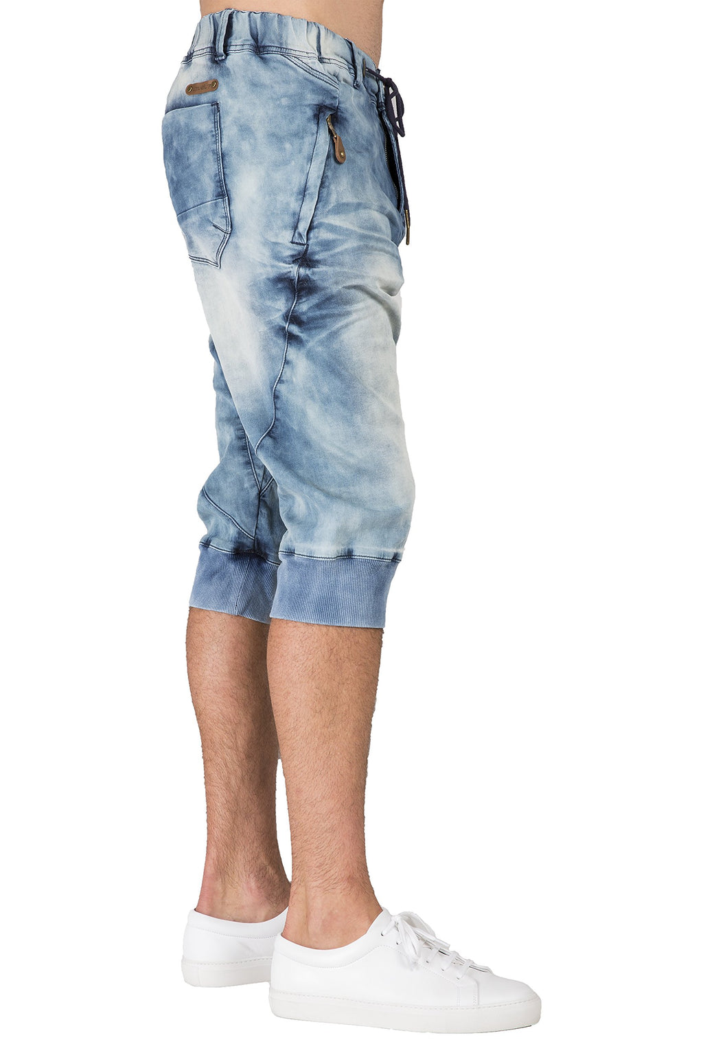Level 7 Men's Jogger Capris Denim Shorts Medium Clouded Blue 18" Inseam