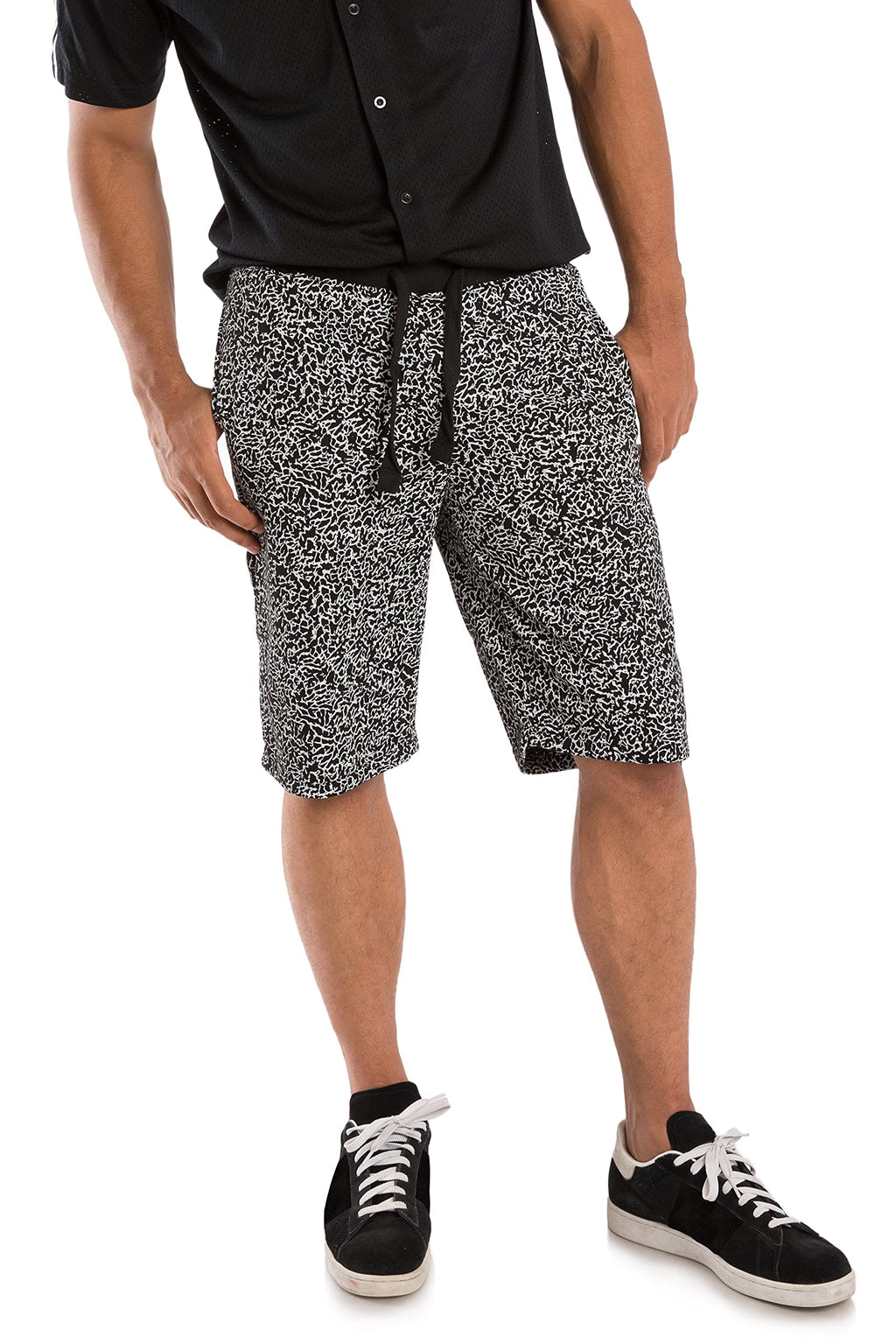 Vibes Men's Shorts All Over Print Elastic Waist & Bottom