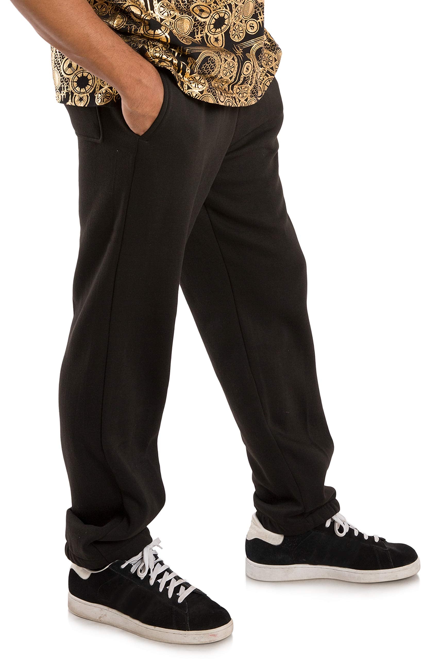VIBES Men's Fleece Sweatpants Elastic Waistband & Bottom Relaxed Fit