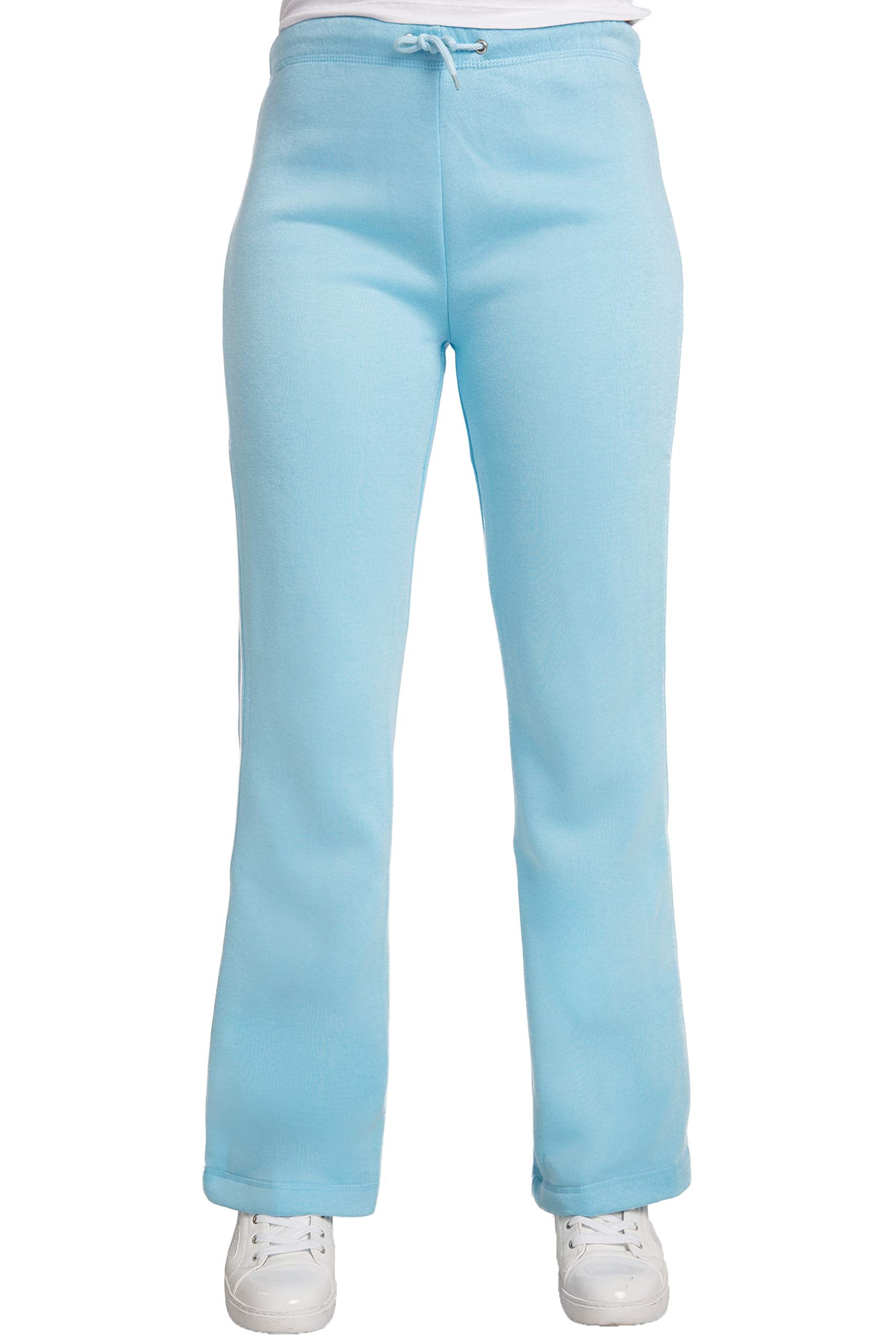 Sweet Vibes Womens Fleece Sweatpants Flare Bottom Contrast Piping Drawstring