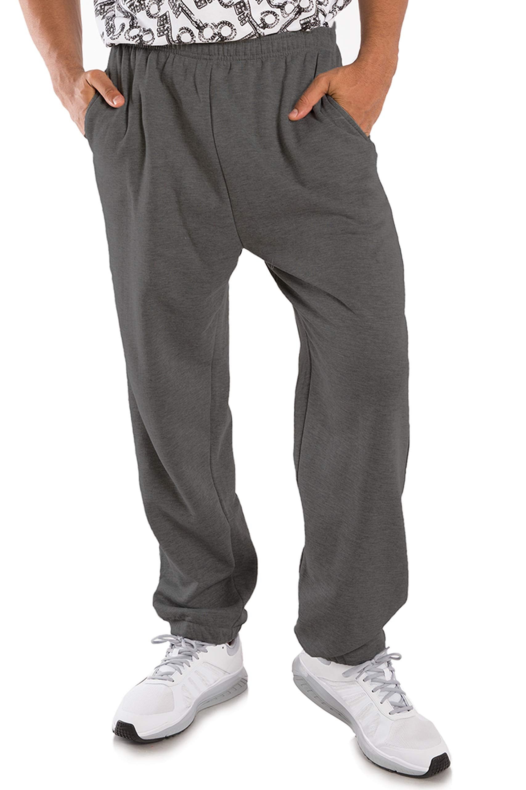 VIBES Men's Fleece Sweatpants Elastic Waistband & Bottom Relaxed Fit