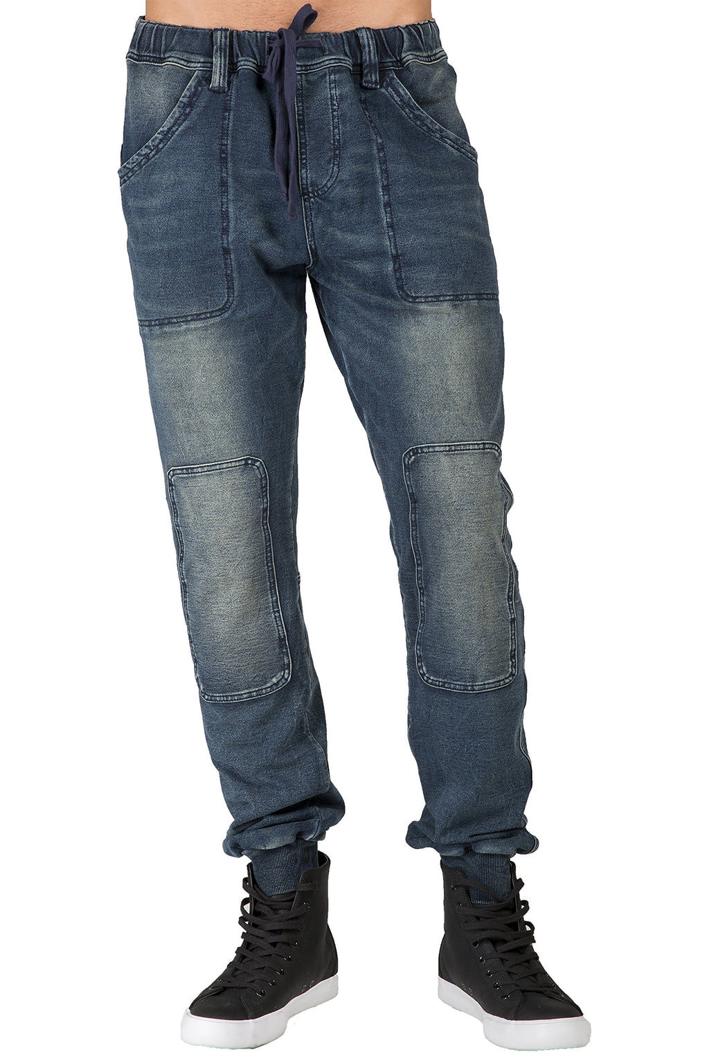 Level 7 Men's Premium Knit Denim Jogger Jeans Drop Crotch