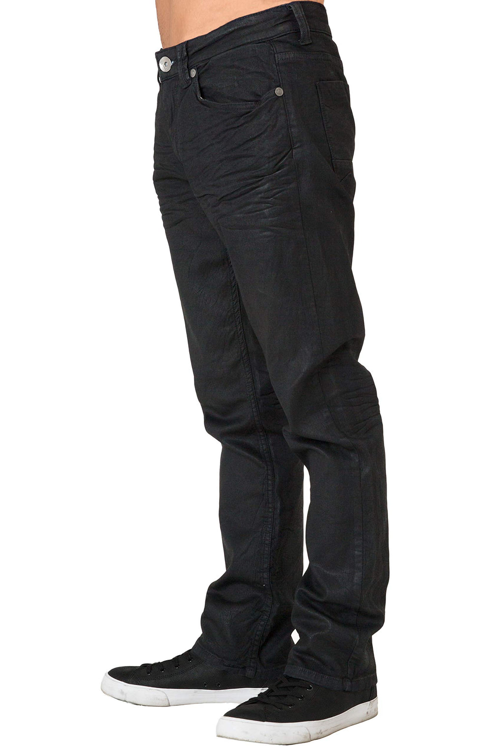 Level 7 Men's Relaxed Straight Premium Denim Jeans Black Coated