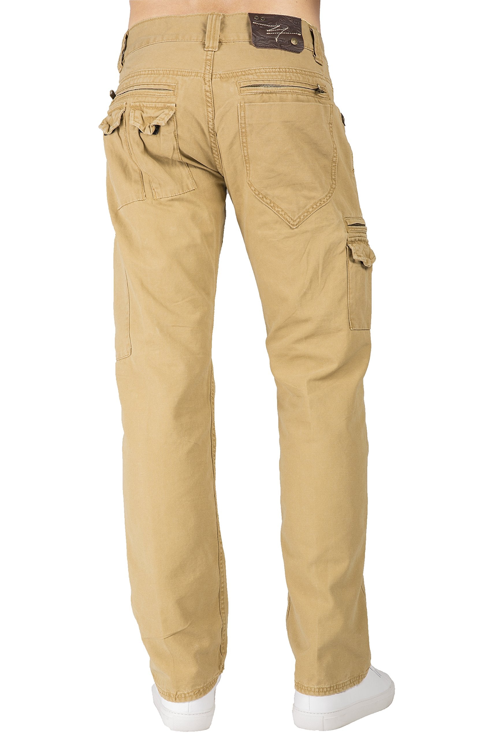 Level 7 Men's Relaxed Straight Canvas Premium Jeans Utility Zipper Pocket
