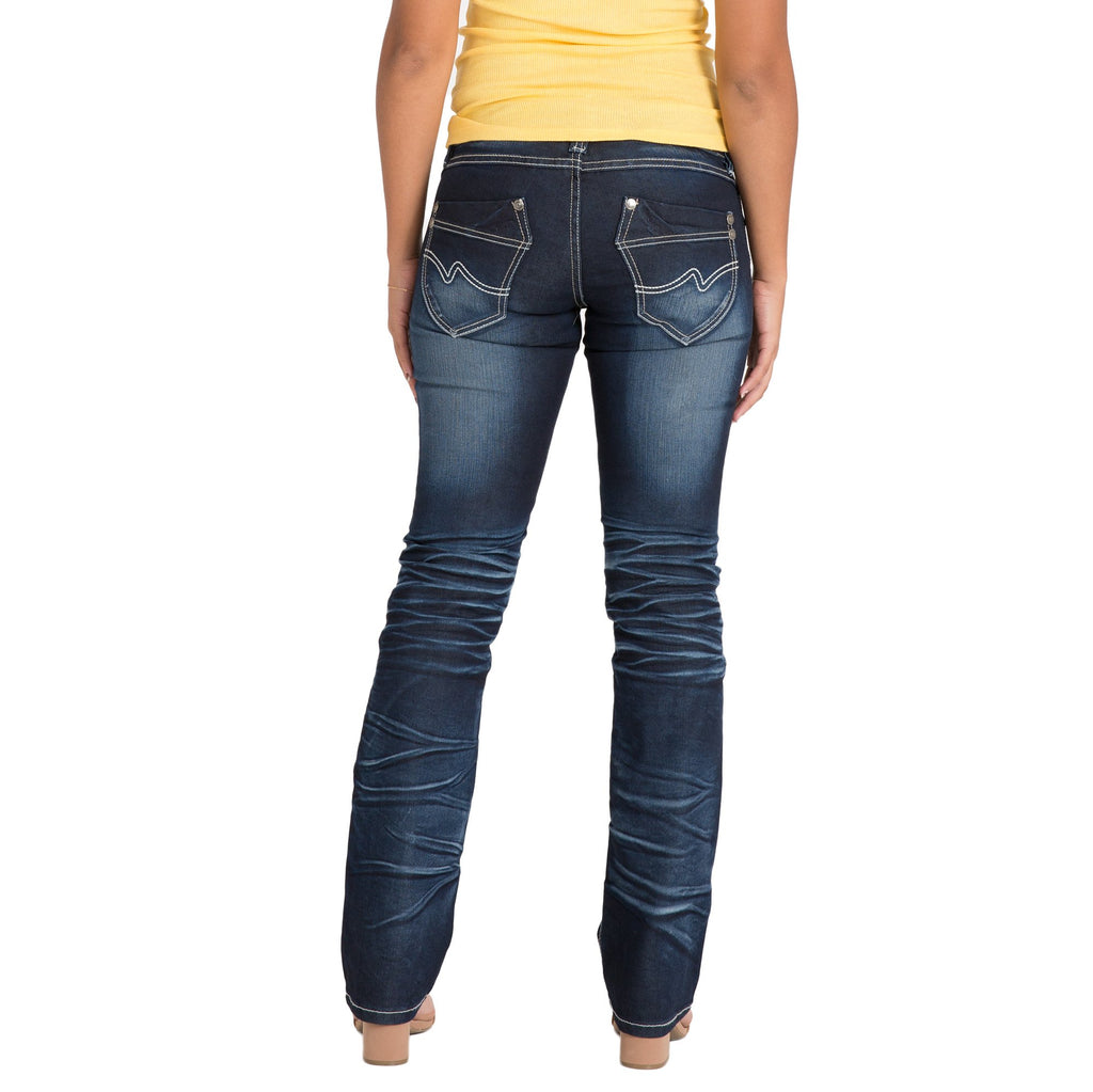 Level 7 Women's Premium Jeans Slim Straight Dark Vintage Wash 5 Pocket