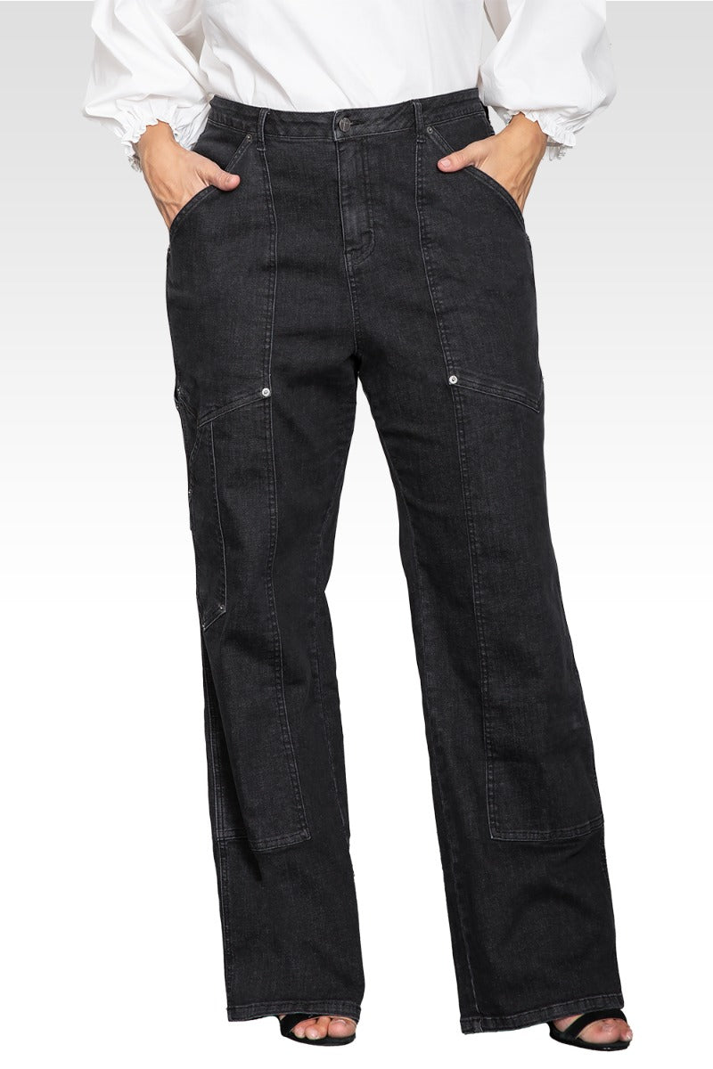 Plus Size High Waist Utility Performance Jeans-Rinse Black