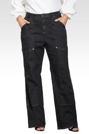 Plus Size High Waist Utility Performance Jeans-Rinse Black