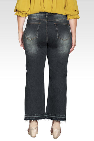 Plus Size Cropped Wide Leg Jeans - Black Vintage