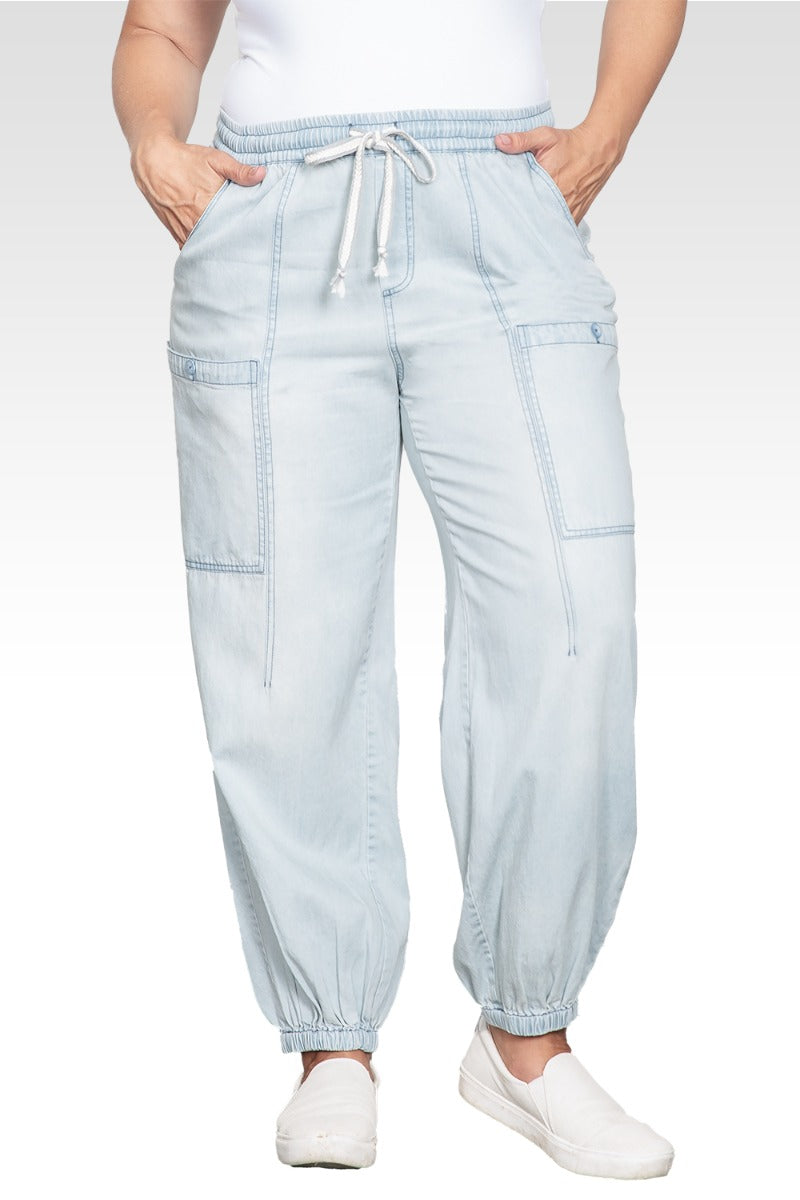 Keira Women's Plus Size Tencel Low-Slung Lounge Jeans-Light