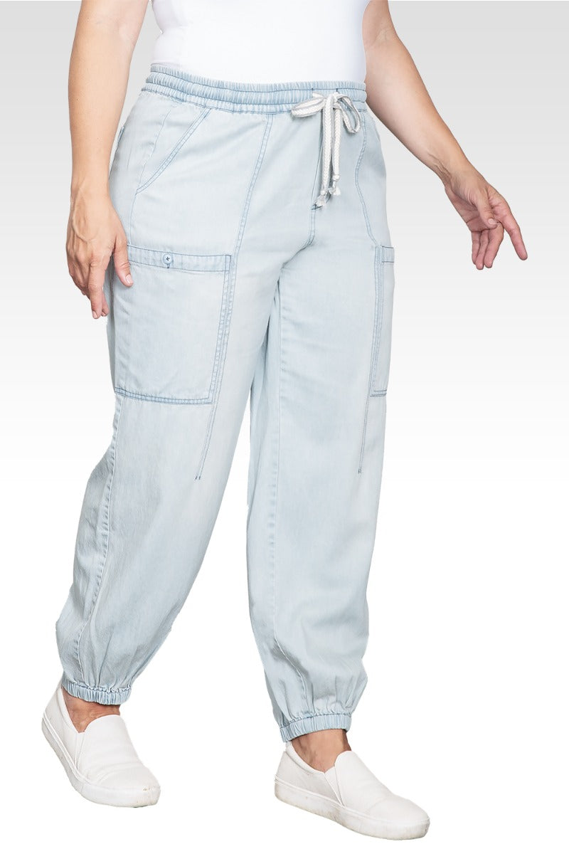 Keira Women's Plus Size Tencel Low-Slung Lounge Jeans-Light