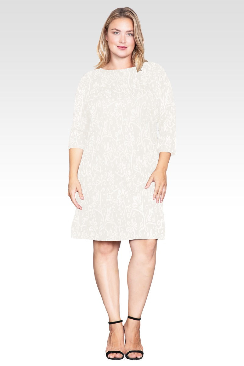 Esme Women's Plus Size Floral Crochet Mini Dress-White