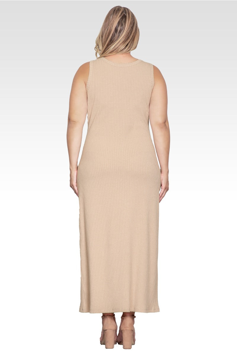 Zeypher Women's Plus Size Sleeveless Rib-Knit Maxi Dress
