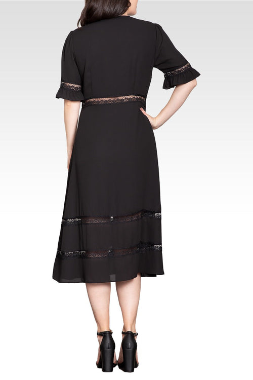 Elara Women's Lace Detailing Trim Dress