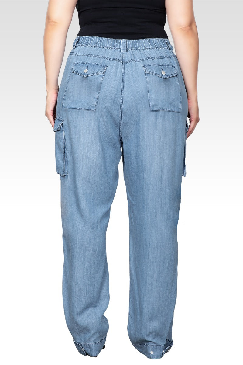 Plus Size Lara Bleached Tencel Cargo Pants